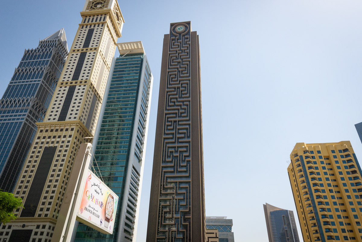 I particularly admired the building in the center with the maze built into its facade.