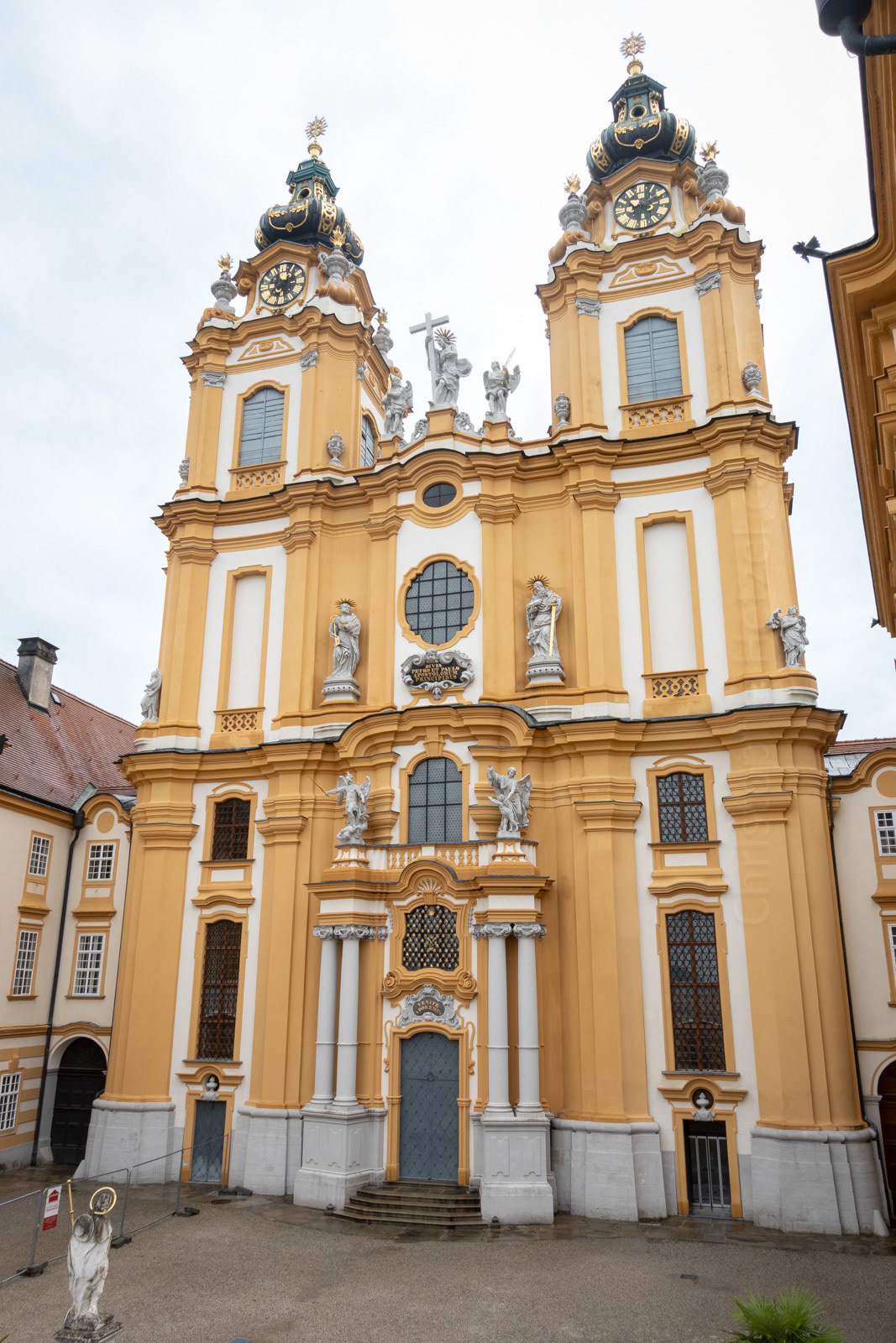 The front of the Abbey church.