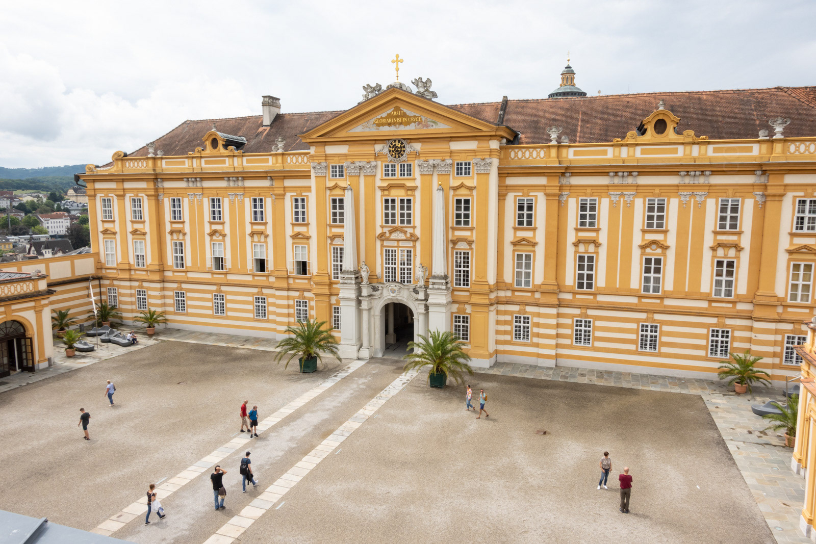 St. Benedict's Hall and the Gatekeeper's Courtyard, viewed from the top of the eastern bastion.