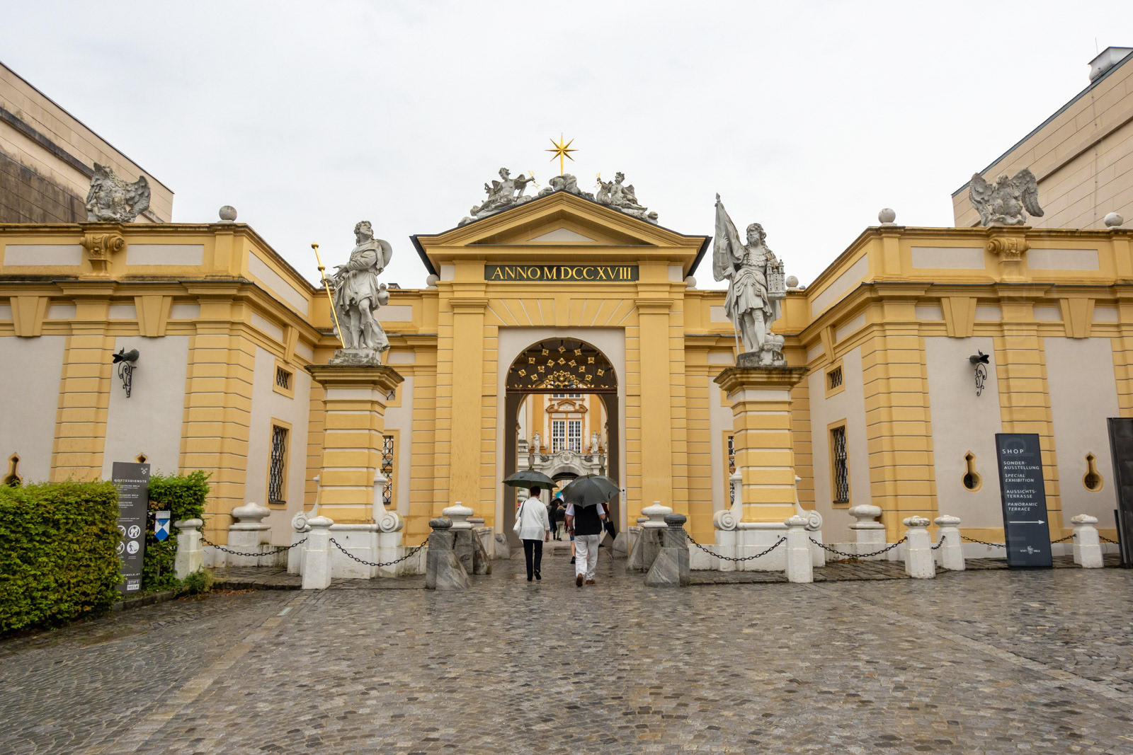 Formal entrance to the monastery, flanked by two large bastions.