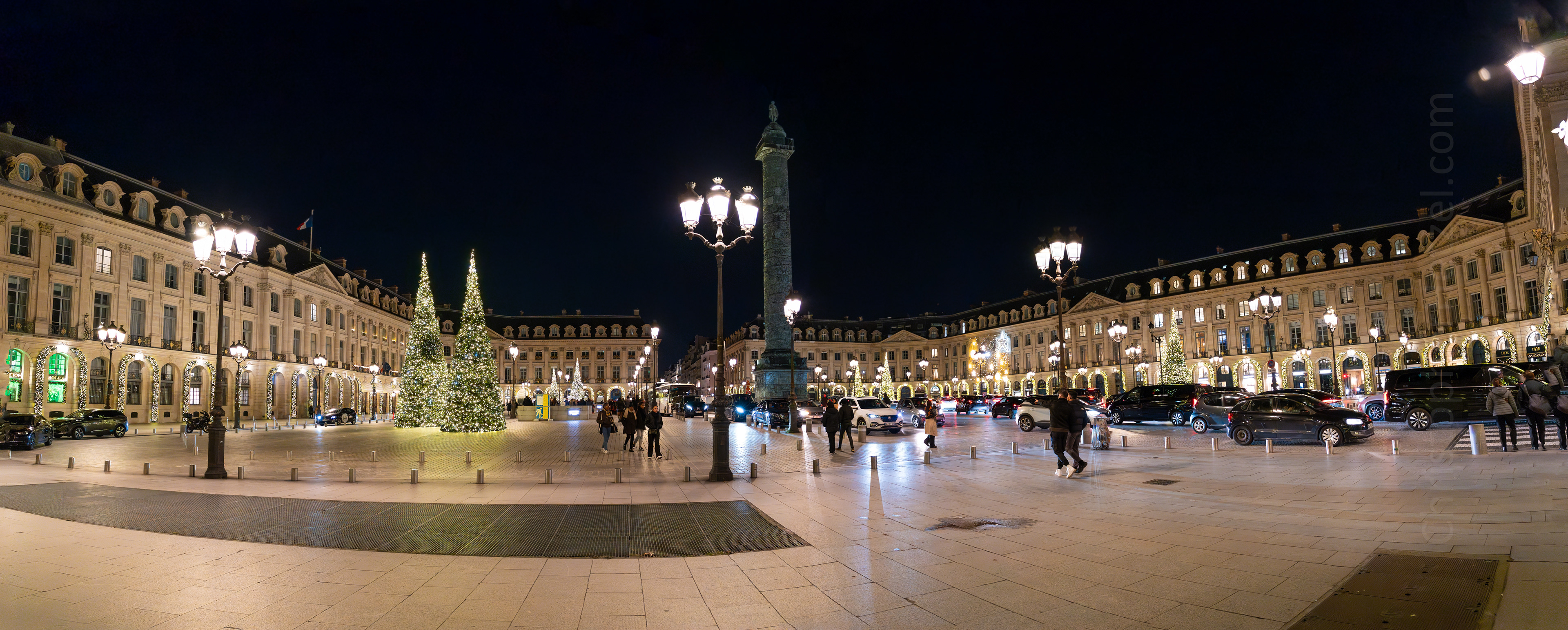 Place Vendôme, at the center of which stands the Colonne Vendôme. The bronze column was commissioned by Napoleon to commemorate his victory at the Battle of Austerlitz in 1805. Modeled after Trajan’s Column in Rome, it the bronze was crafted from cannons captured from the Russian and Austrian armies.