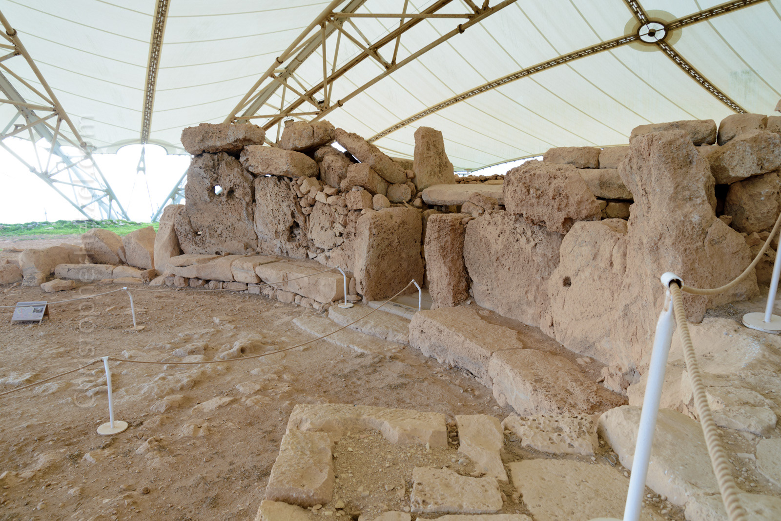 Concave facade of one of the temples of Mnajdra.
