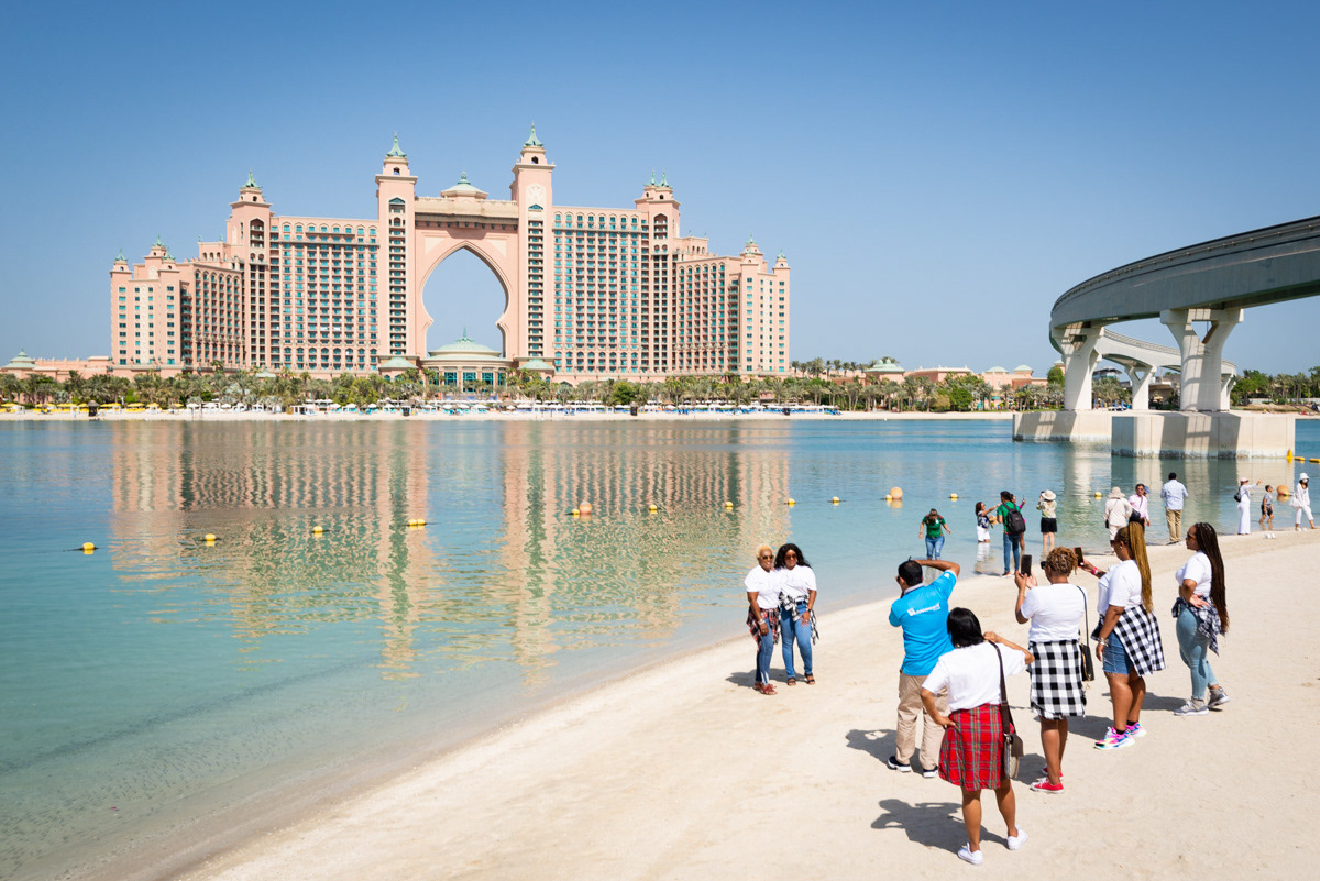 Atlantis Dubai, The Palm, is a luxury resort/hotel a short distance outside downtown Dubai. It was built to be visually similar to the Atlantis resort in the Bahamas. The resort is the centerpiece of the world-famous Palm Jumeirah, which is a archipelago of man-made islands that form the shape of a palm.