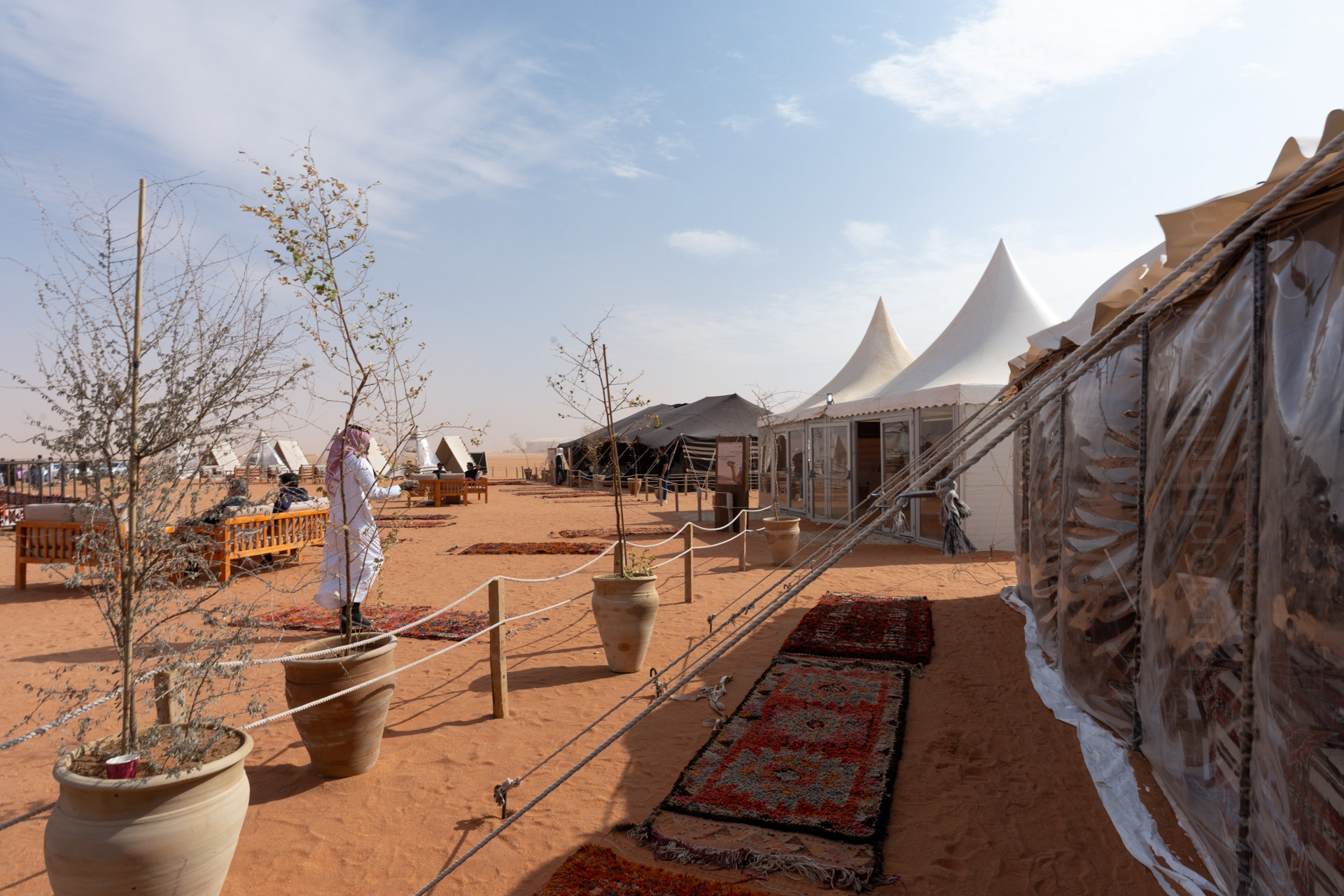 A view of the cultural village. Each tent contained a different exhibit or activity.
