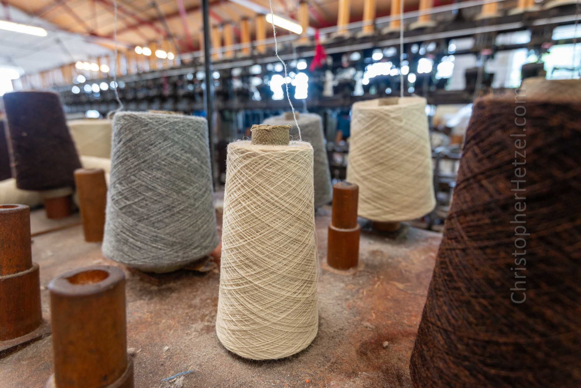 Hanking - The yarn is would from bobbins to 'hanks,' which is the form used to wash and dye the yarn.