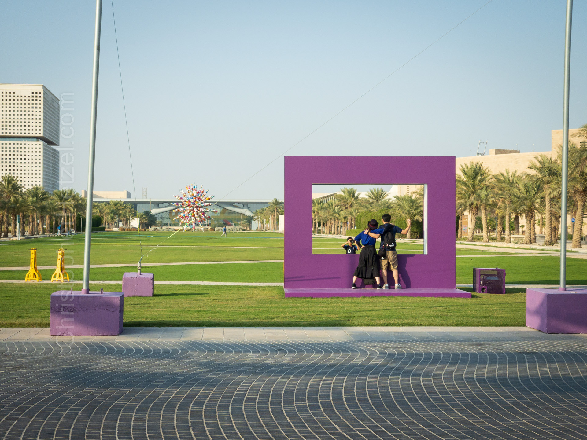 One of many sights in Education City on our way to the stadium.