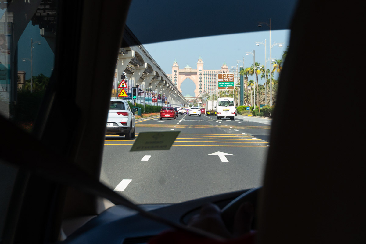 On the road across the stem of the Palm Island, heading towards Atlantis, the Palm.