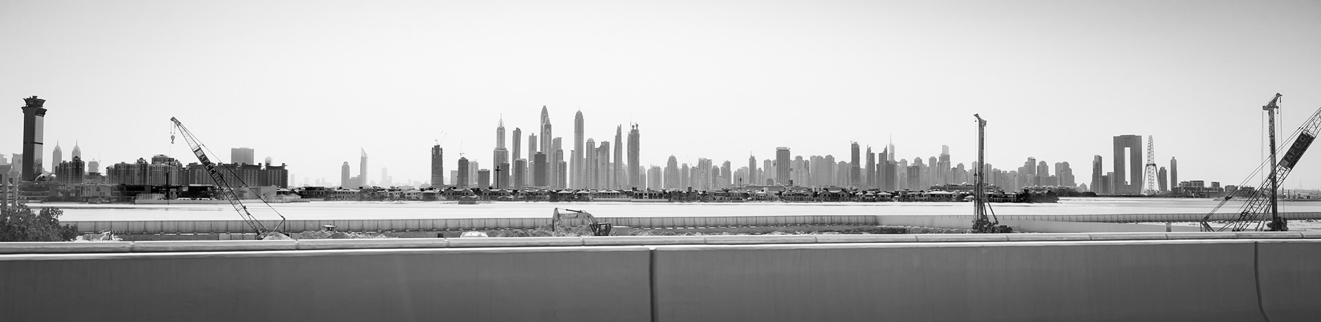 A portion of the Dubai skyline, viewed from The Palm.