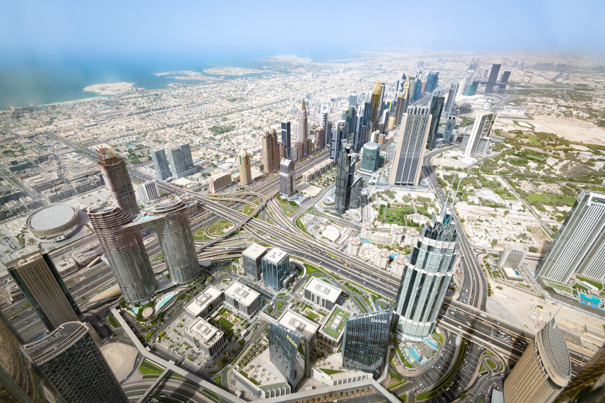 Downtown Dubai from the 148th floor of the Burj Khalifa.
