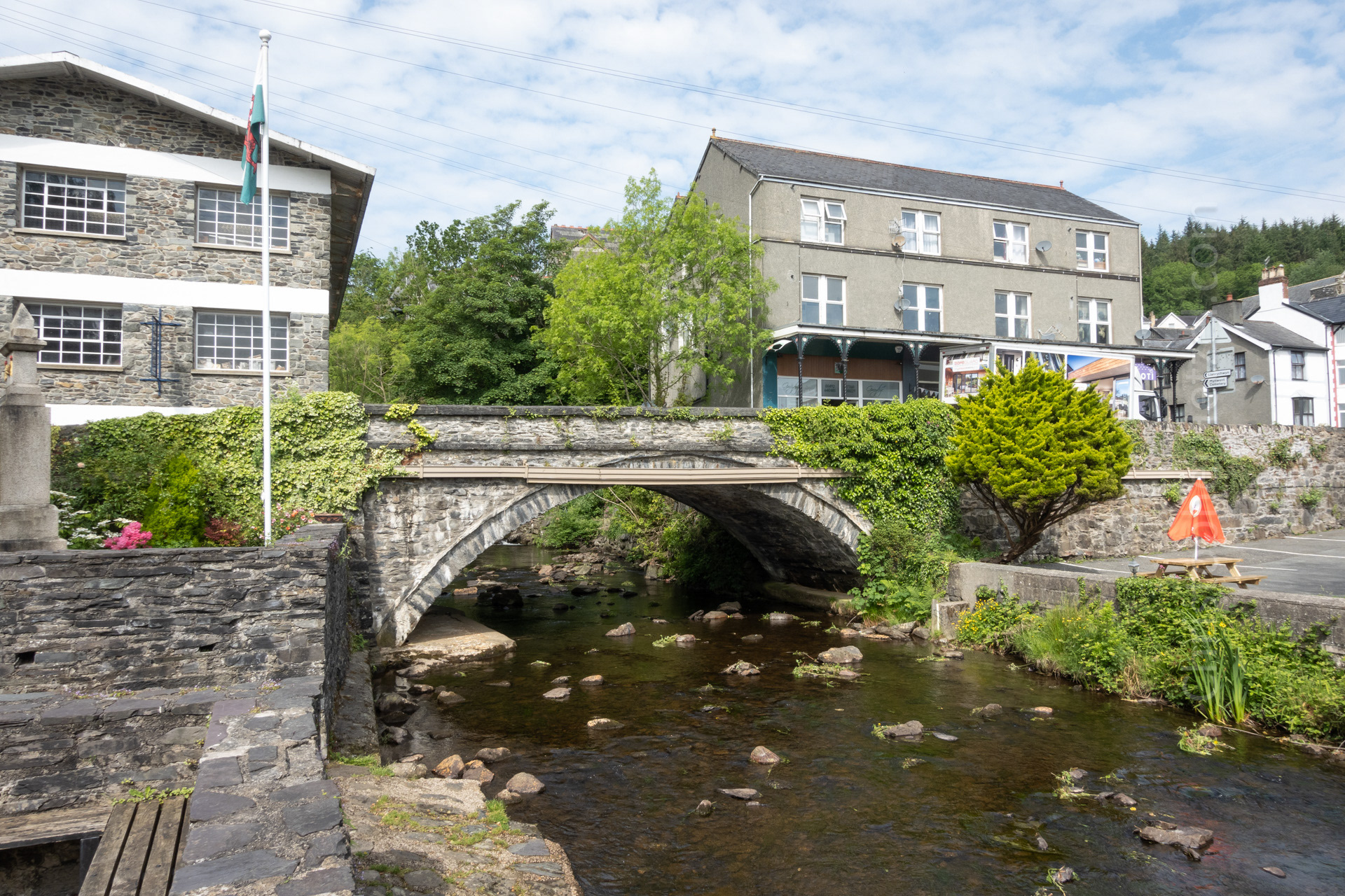 The River Crafnant. The mill is on the left.