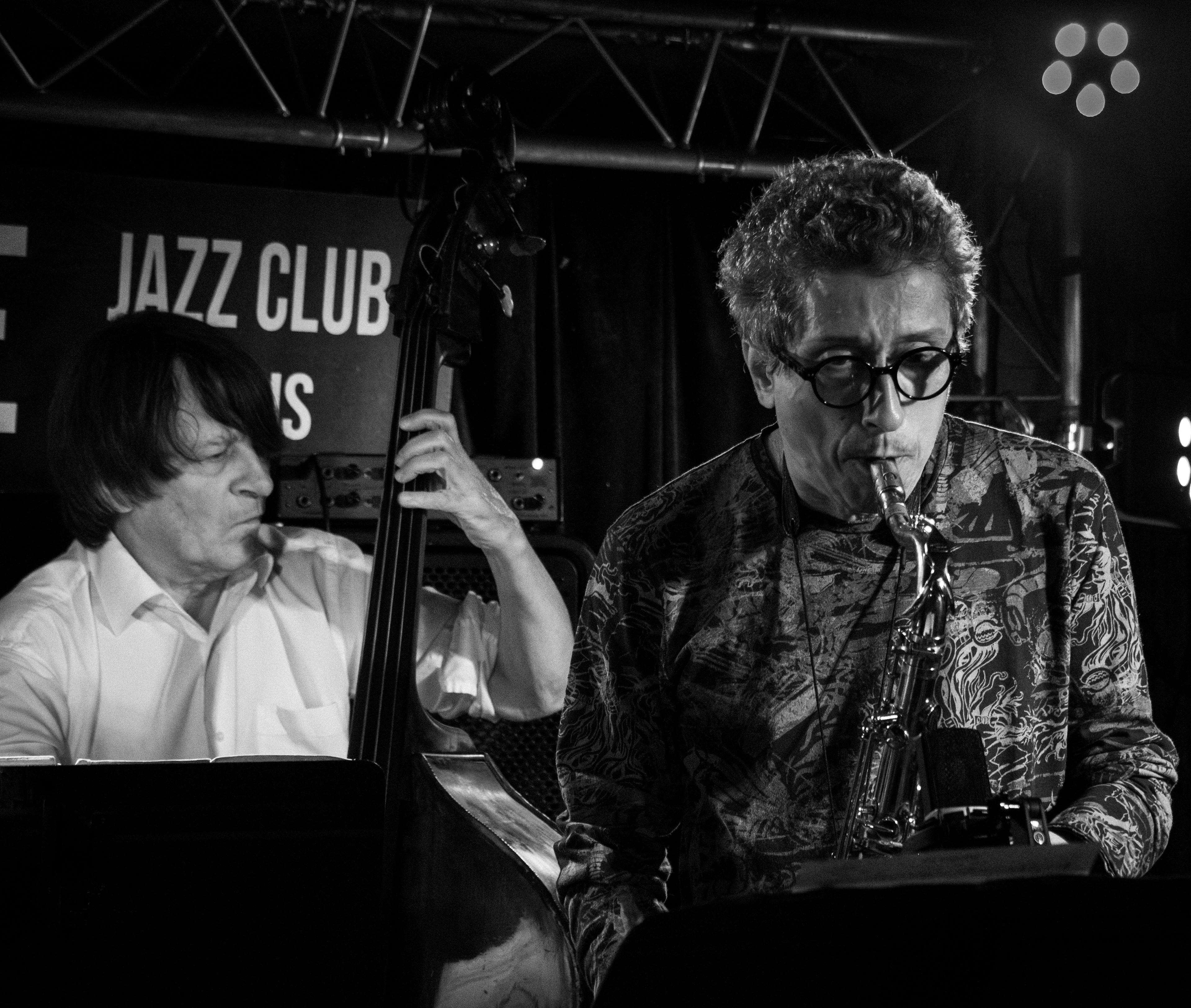 Eric Barret and Alain Jean-Marie concert/conference at Benny Golson's tribute at Sunside, Paris, France.