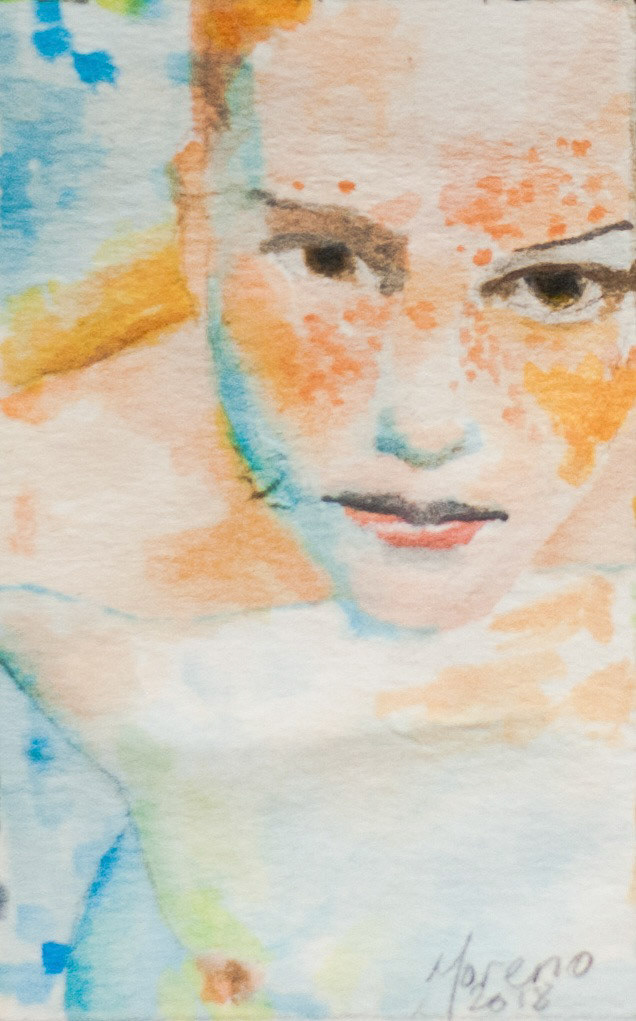 mujer en alberca | watercolor