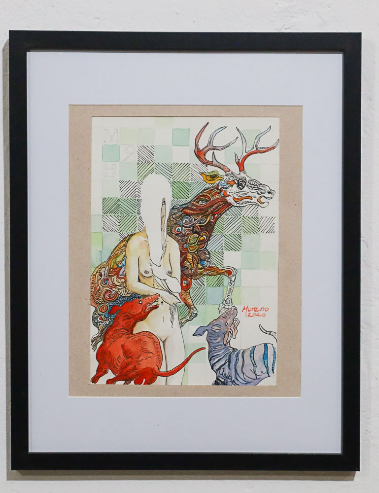 Diana conviertiando a Acteón en ciervo / tinta china y acuarela sobre papel de acuarela.