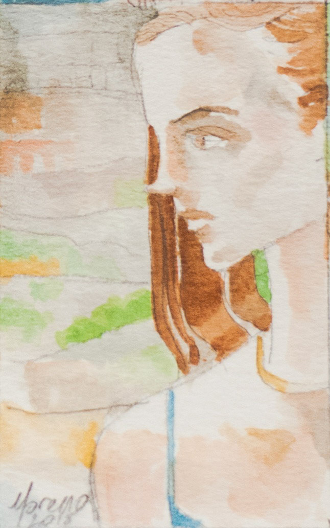Perfil de joven mujer | Watercolor
