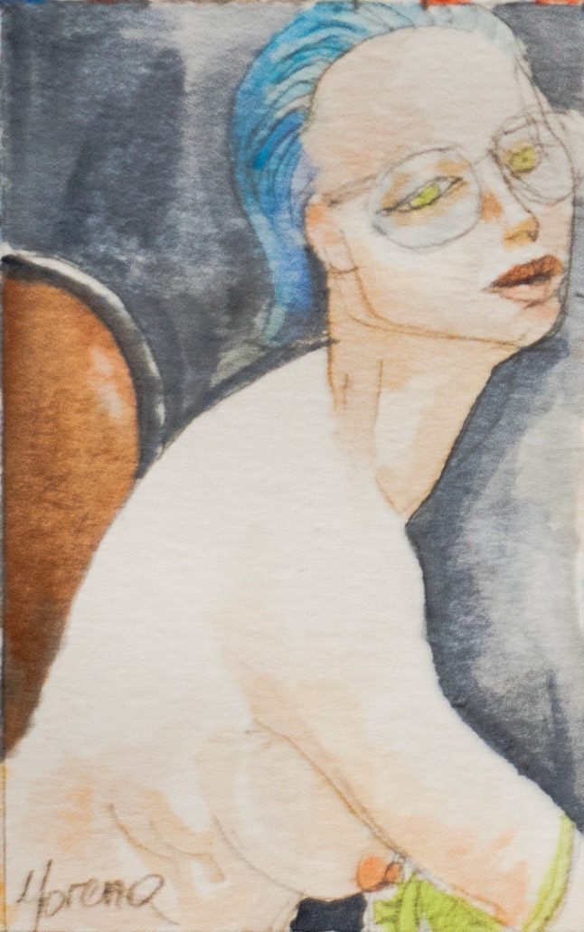 Mujer con lentes | watercolor and pencil
