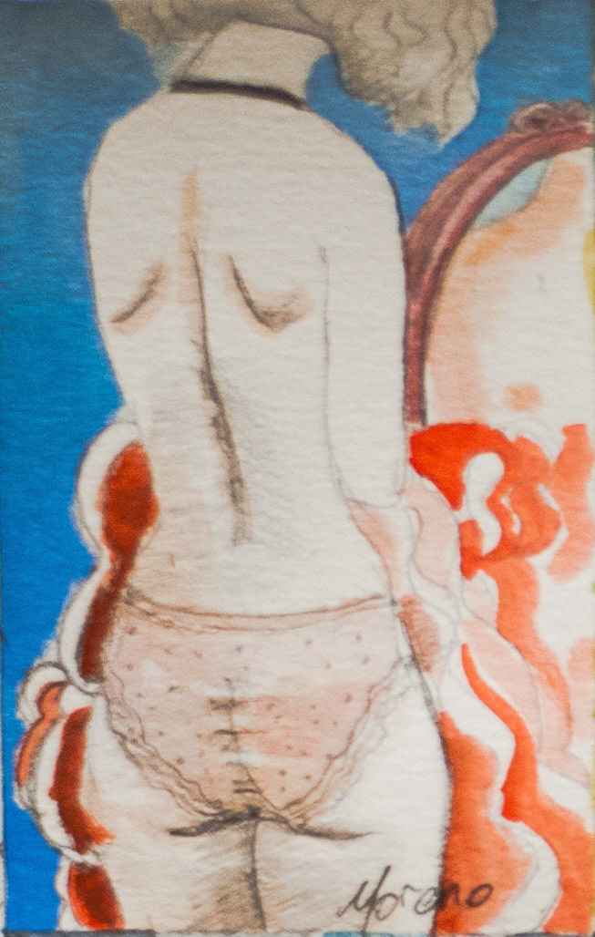 Rubia de espaldas | Watercolor and pencil