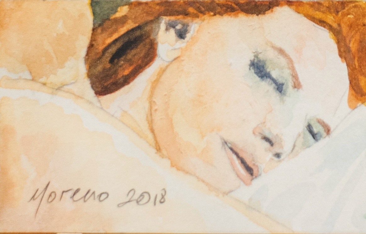 Mujer dormida | Watercolor and pencil
