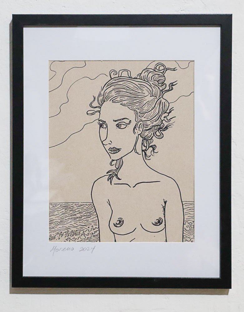 Mujer en Split, sharpie sobre papel reciclado