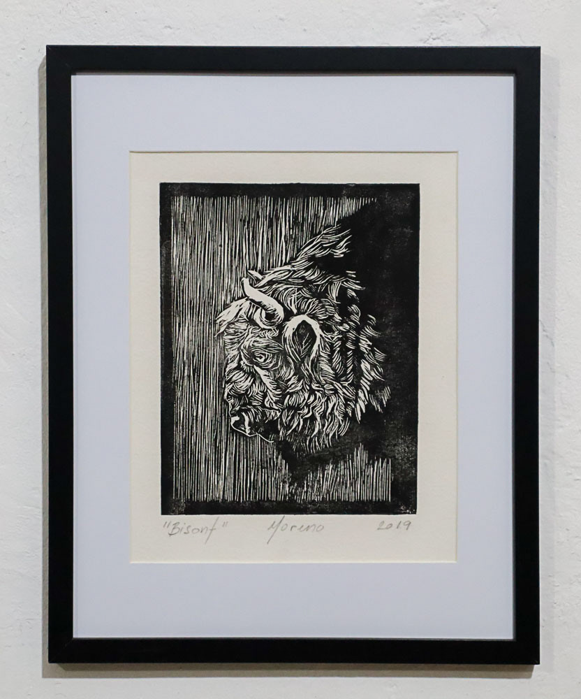 Bisont / linografía sobre papel de algodón hecho a mano