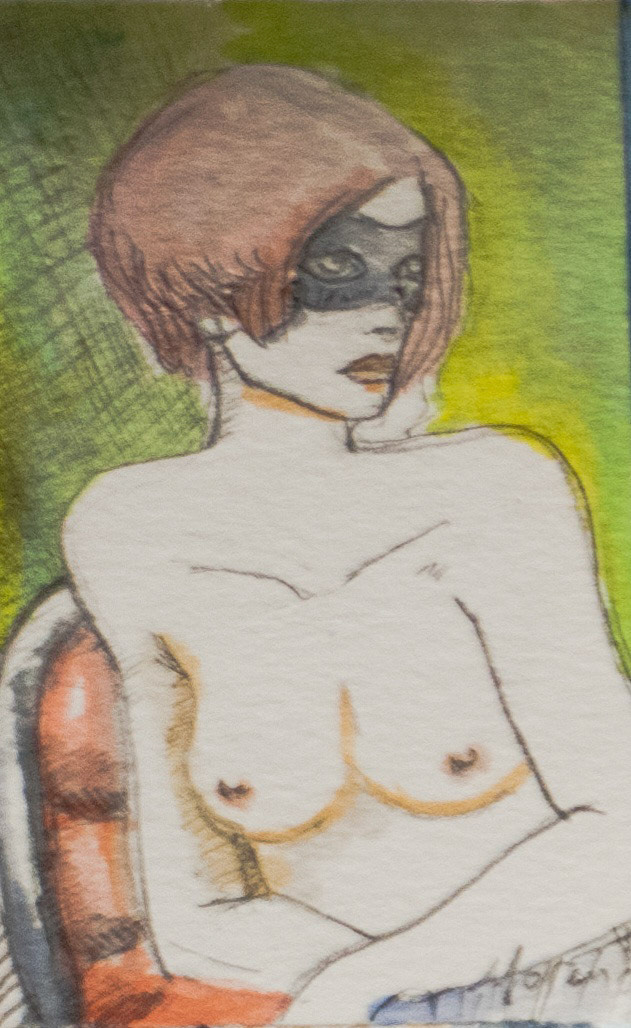 Mujer con antifaz | Watercolor and pencil