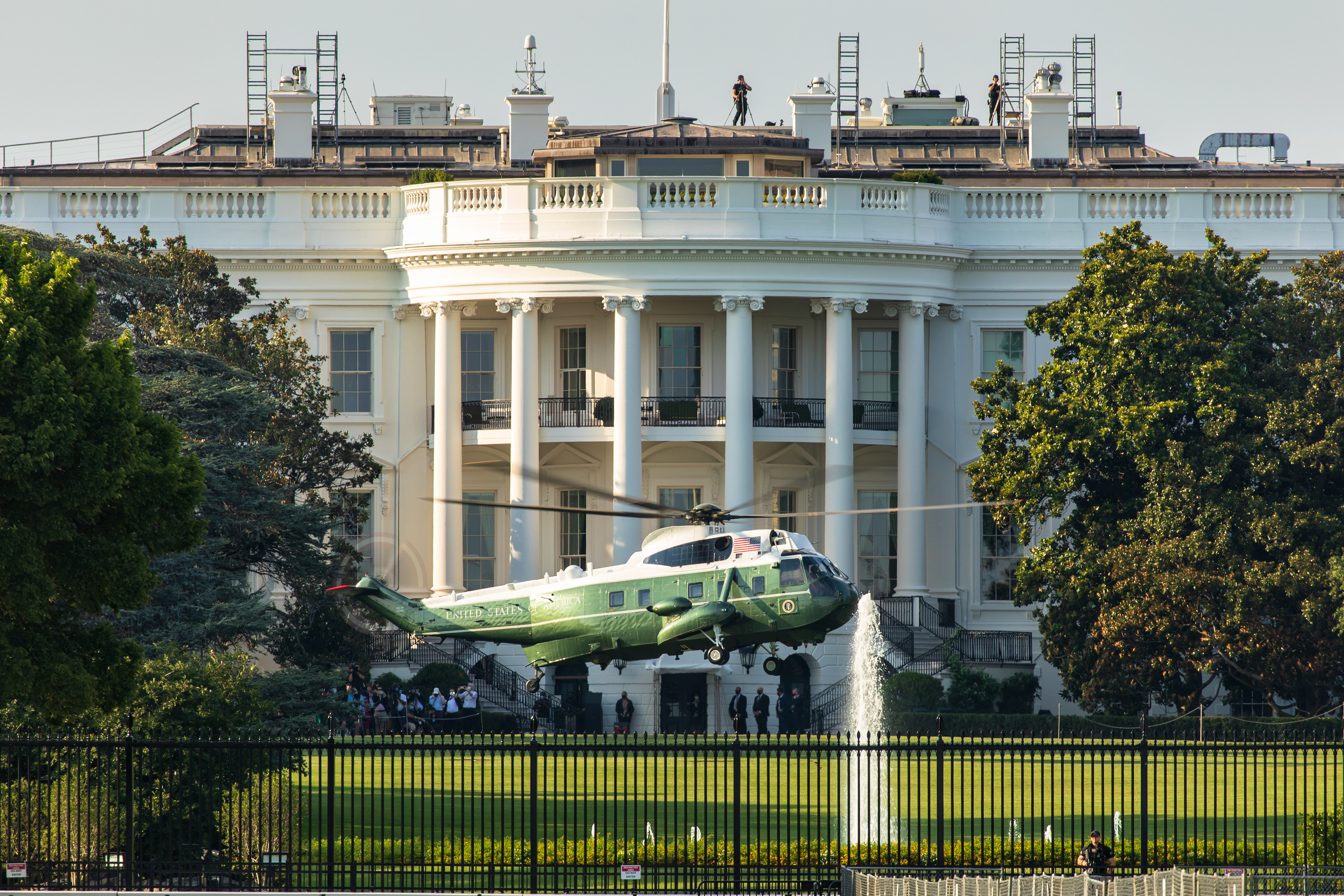 Marine One lifts off from the White House lawn Jul 30, 2021