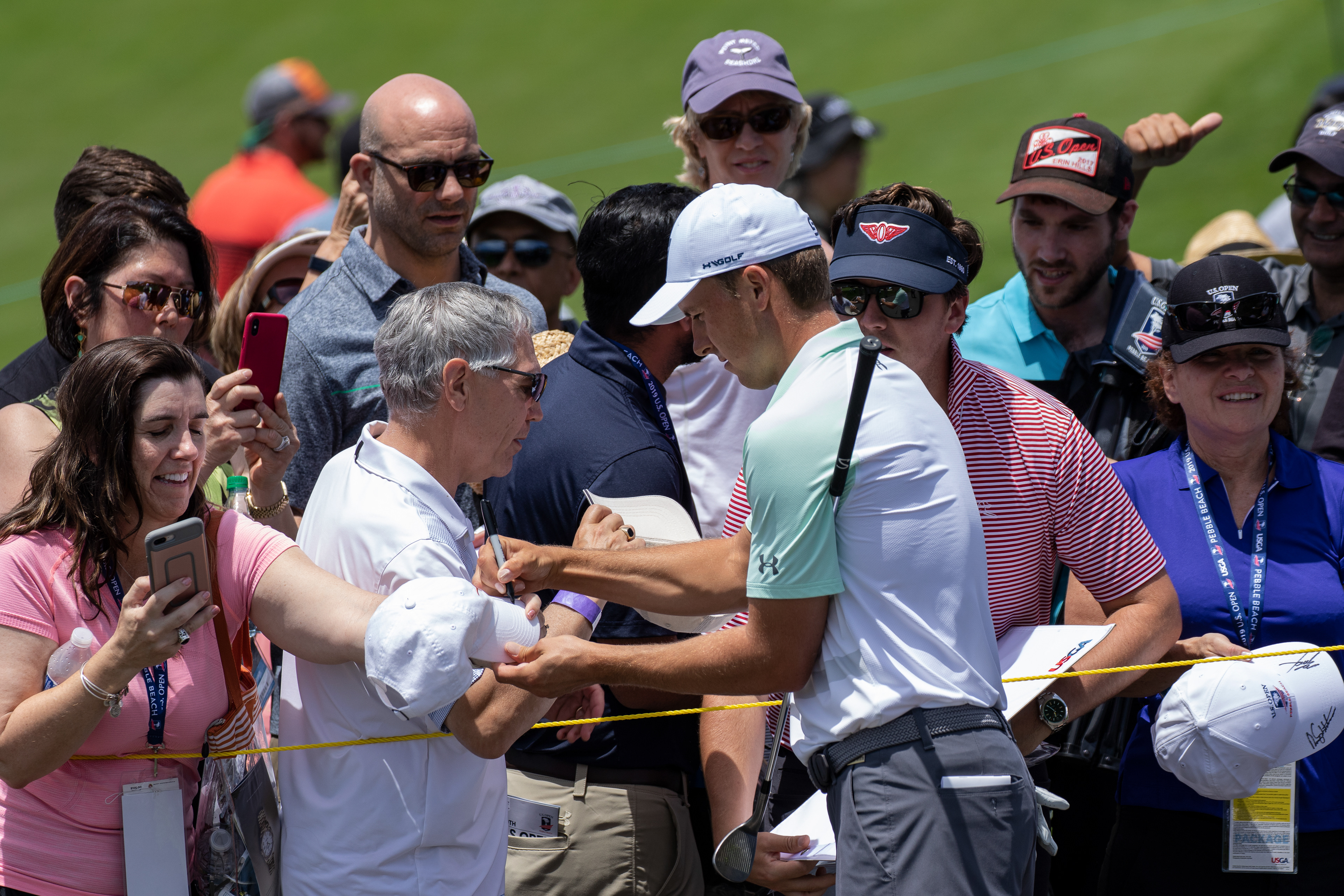 Jordan Spieth signing autographs for fans