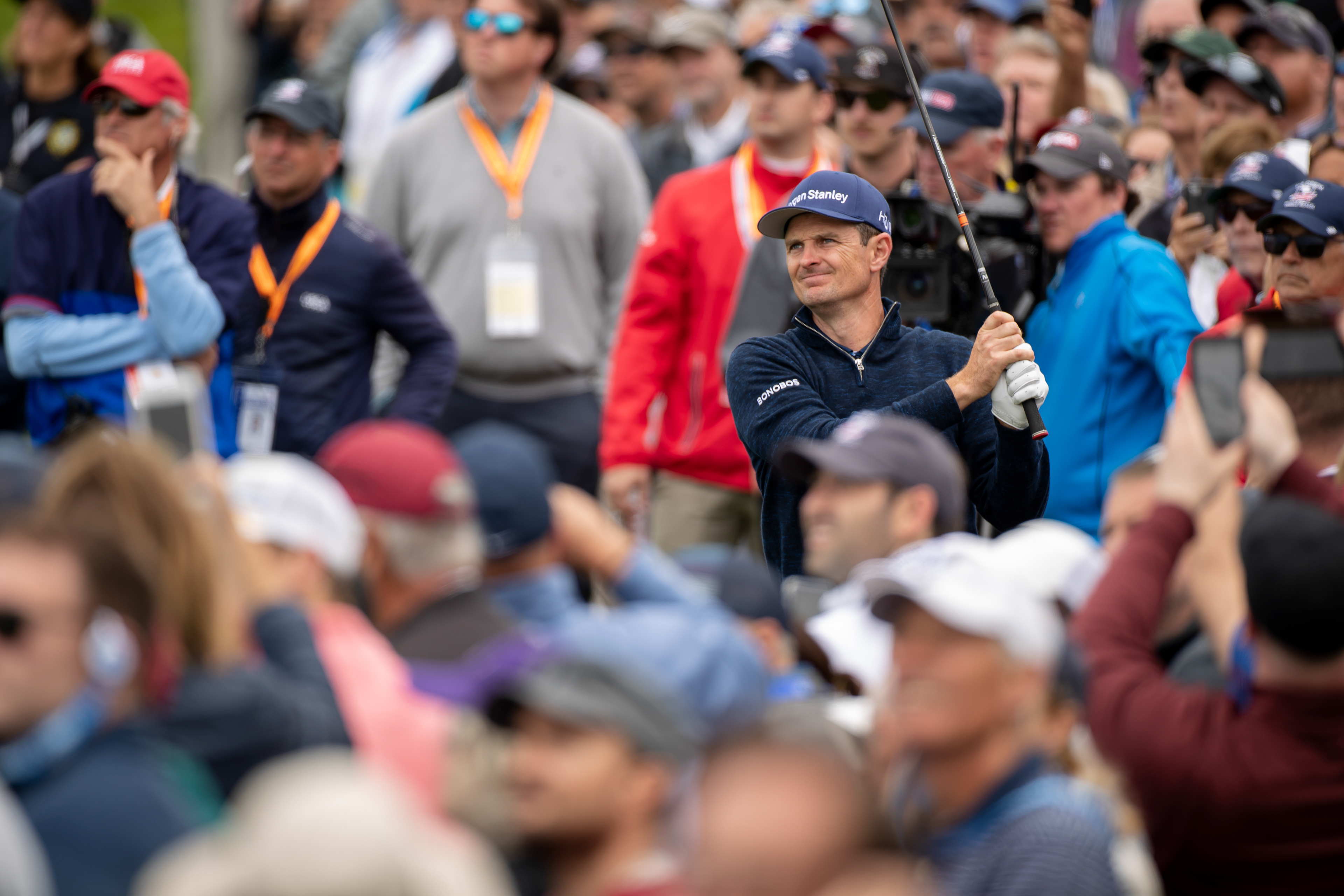 Justin Rose hitting from the crowd