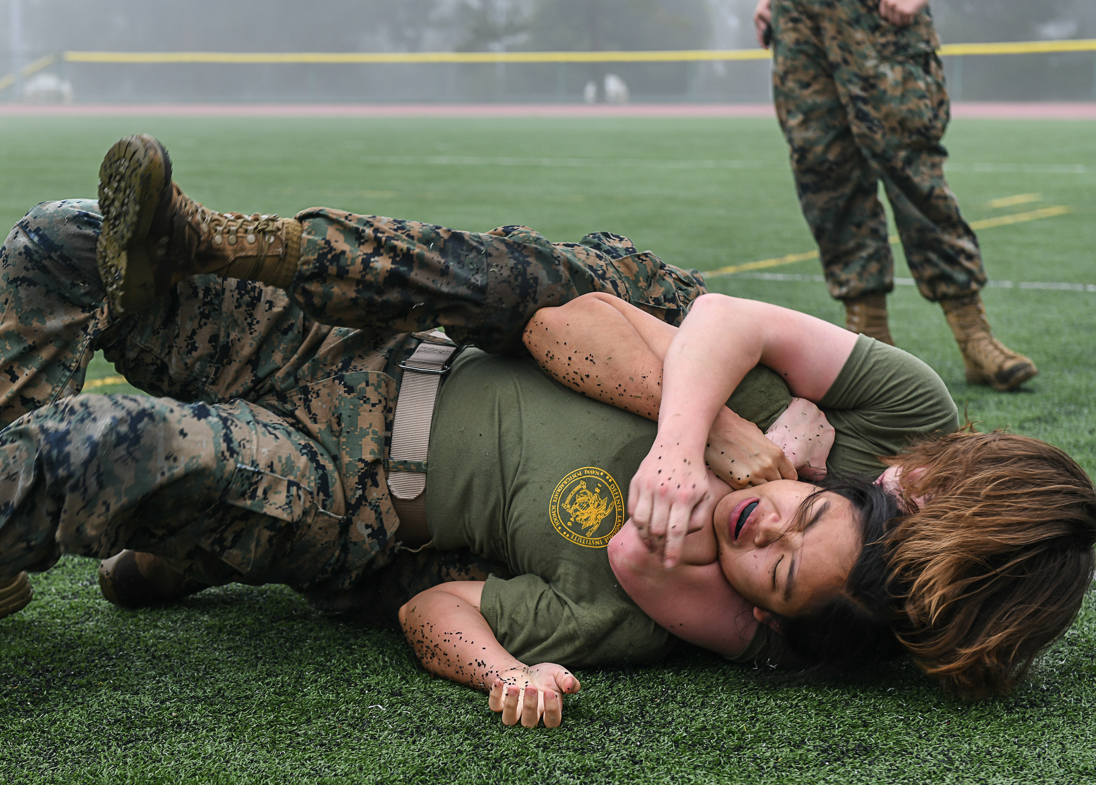 Marines practice ground fighting at the Presidio of Monterey.