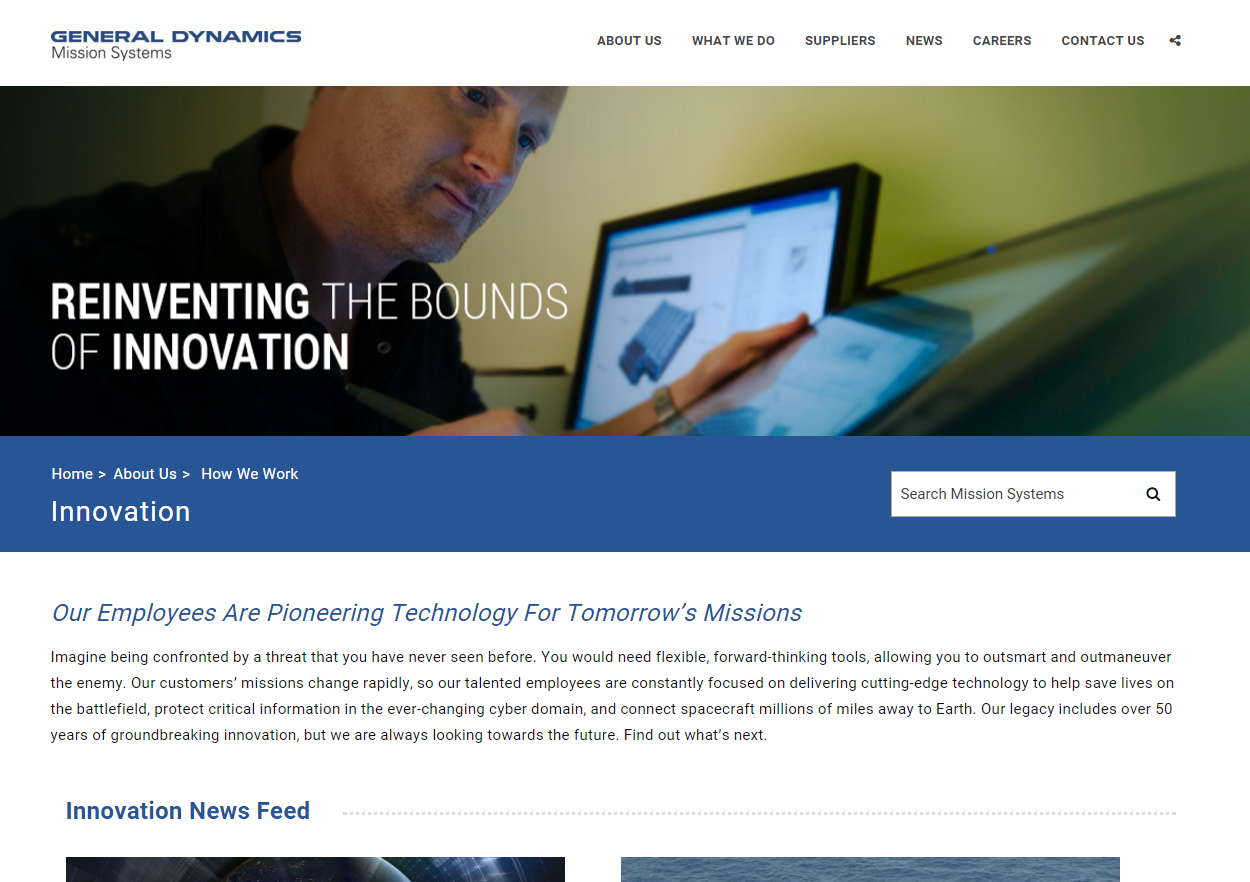 General Dynamics- I was featured as the hero image on their innovation website 