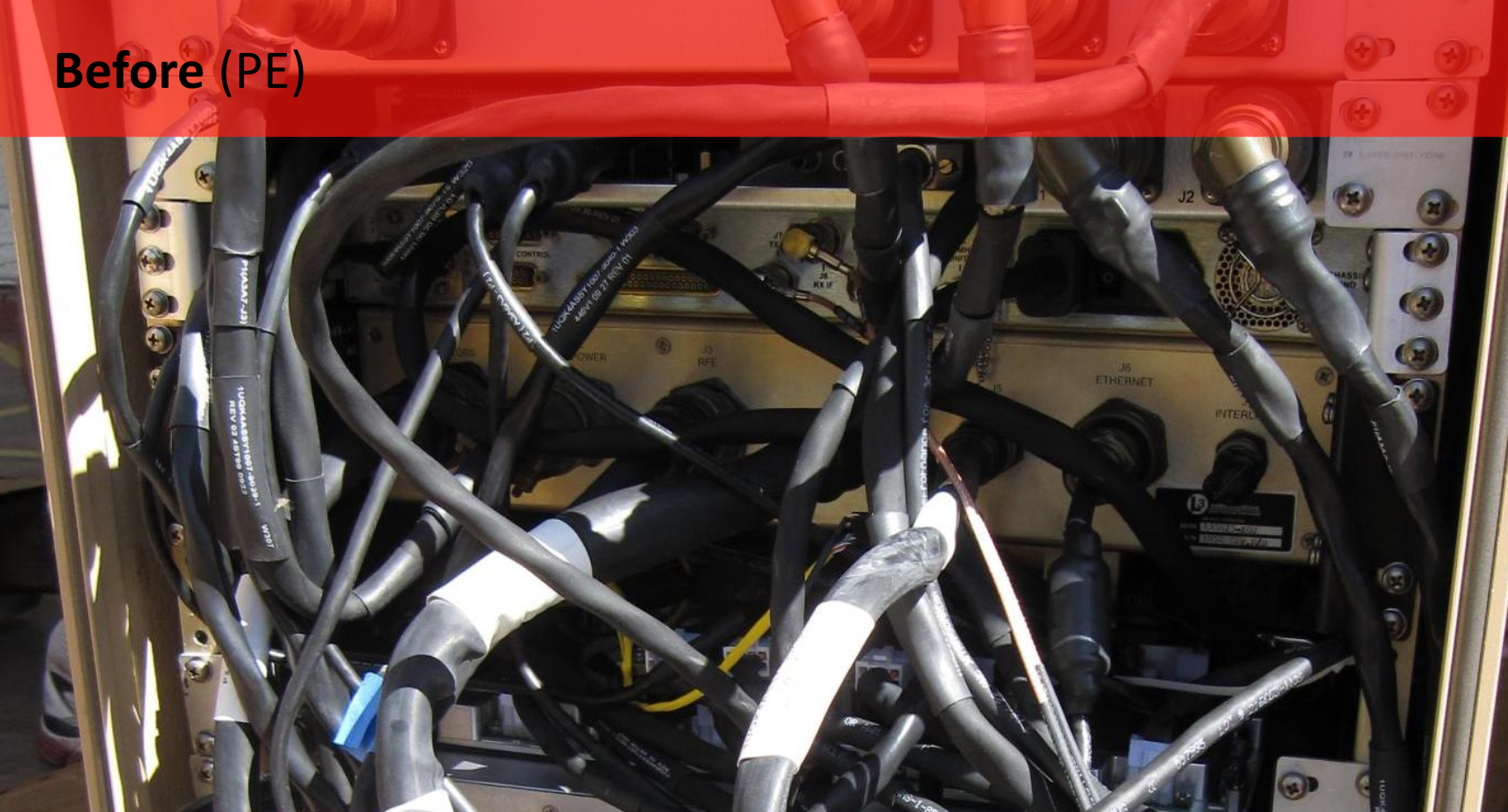 Tangled cabling mess