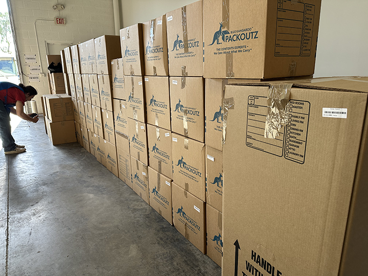 Blue Kangaroo Packoutz- box stacking and visual identity in practice