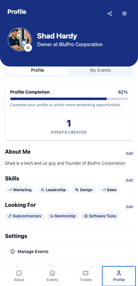 BluPro Connect- event app
