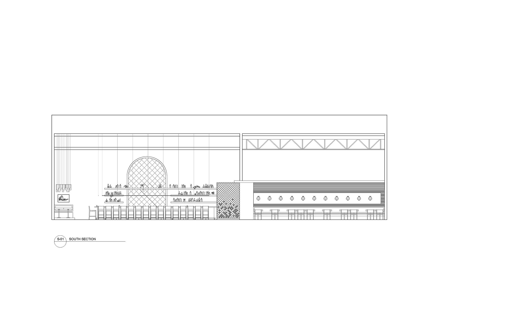 South Section through bar and banquette.