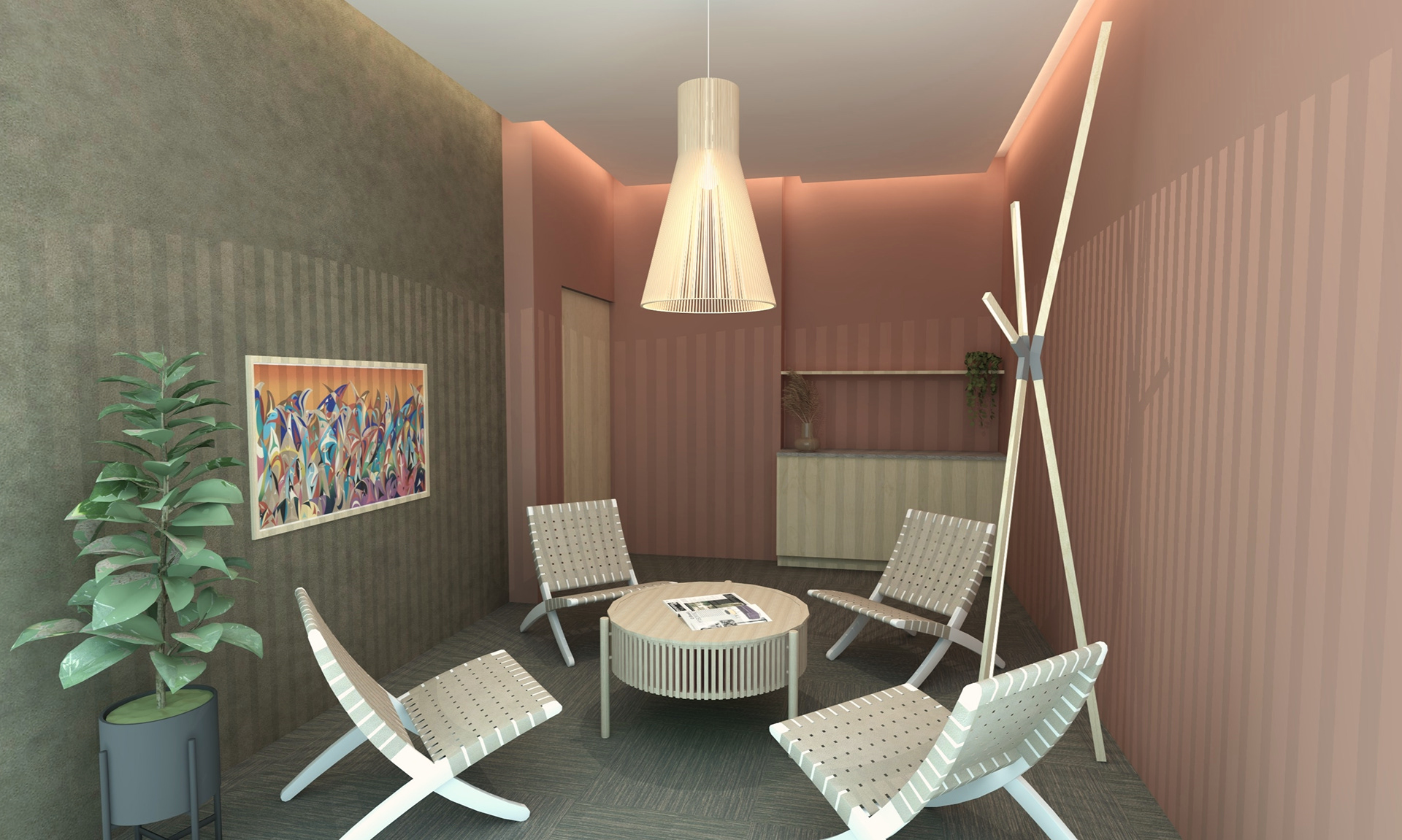 Healing Room (Fire) - More comfortable and lounge seating for casual conversations.