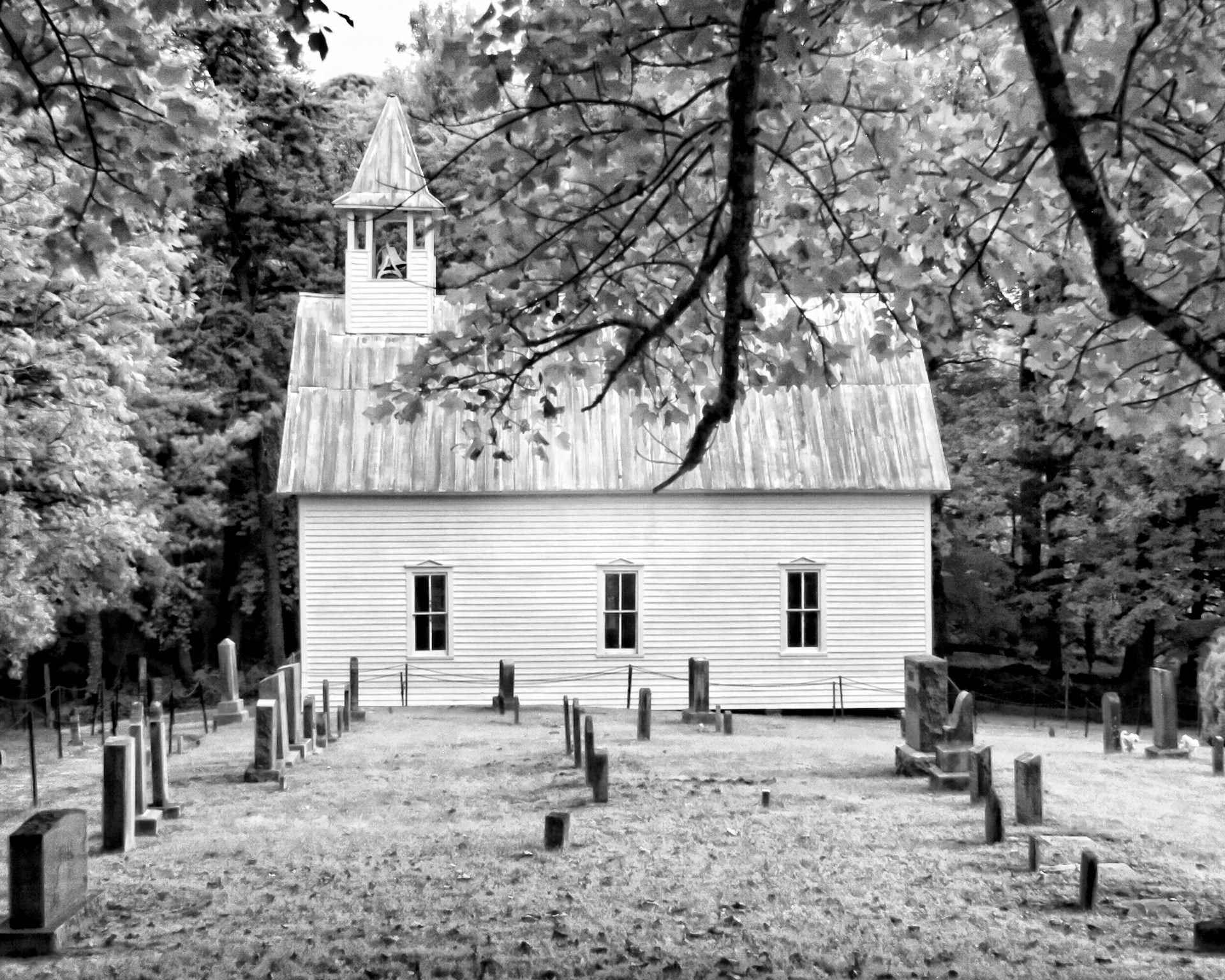 Cades Cove Church, Great Smoky Mountains National Park, Infrared