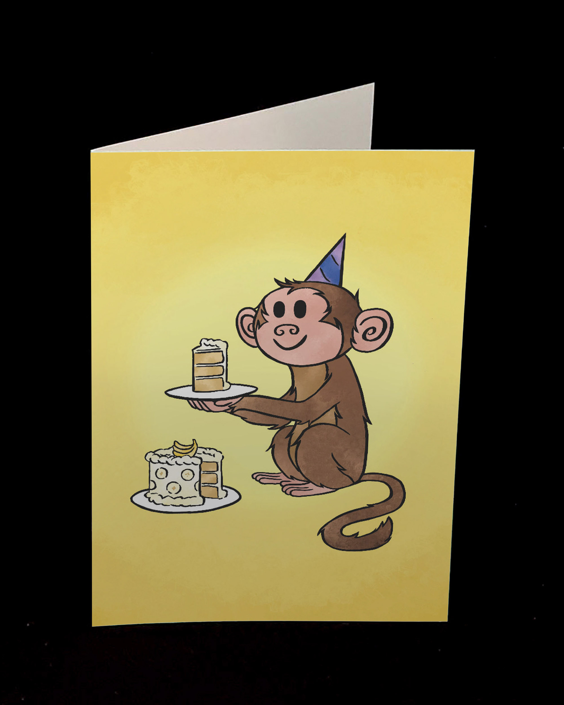 Monkey's Banana Cake; "I'm not monkeying around; Have a Happy Birthday!"