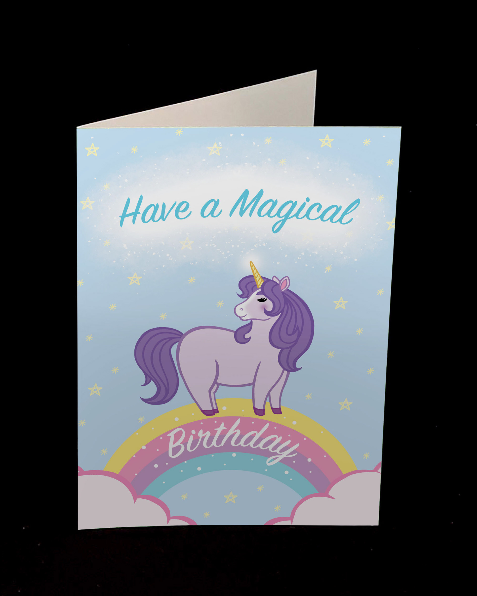 Unicorn; "Hope your special day sparkles!"