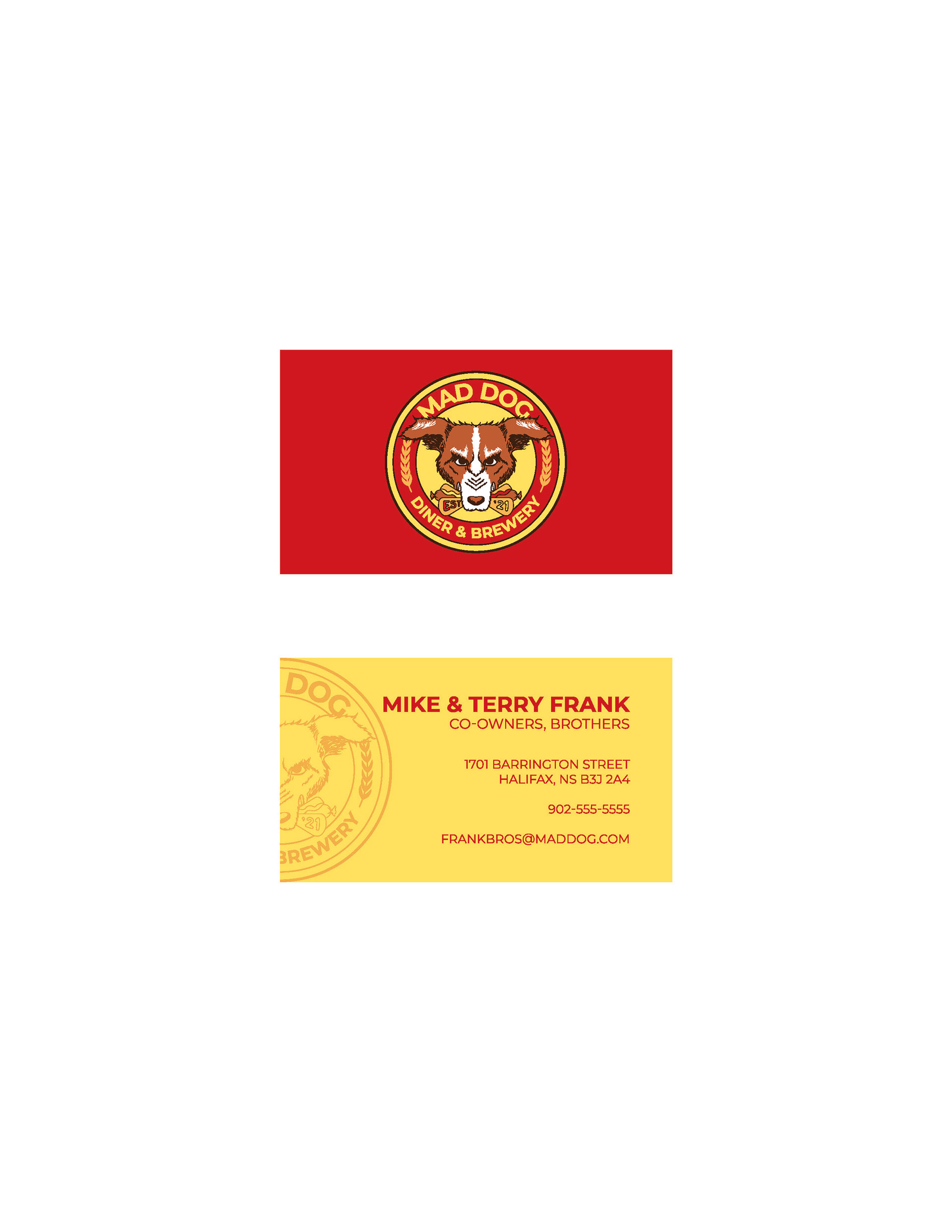 Mad Dog business card