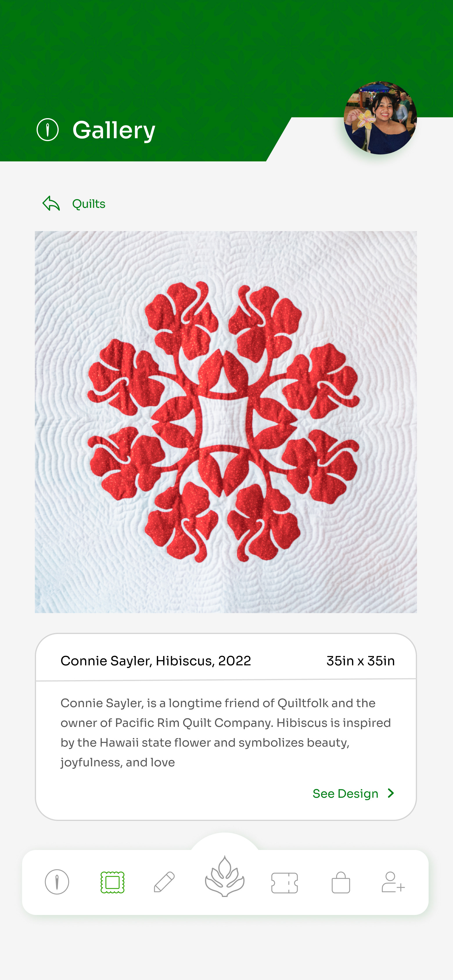 Final Hibiscus Quilt Frame