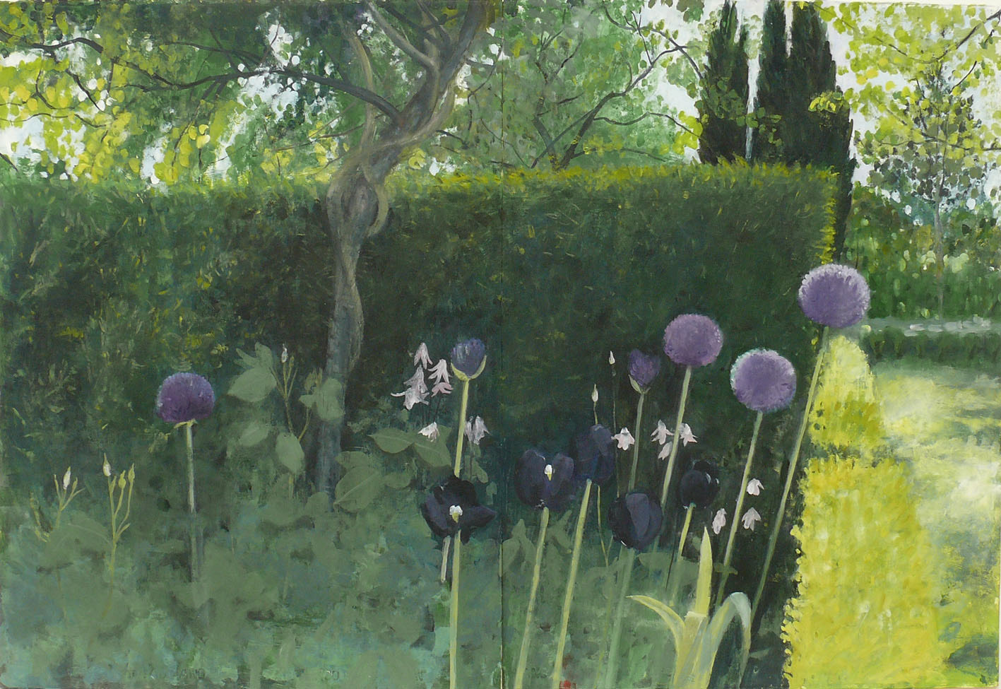 Spring Landscape I, 2013 Oil on Paper, diptych 77cm x 112cm