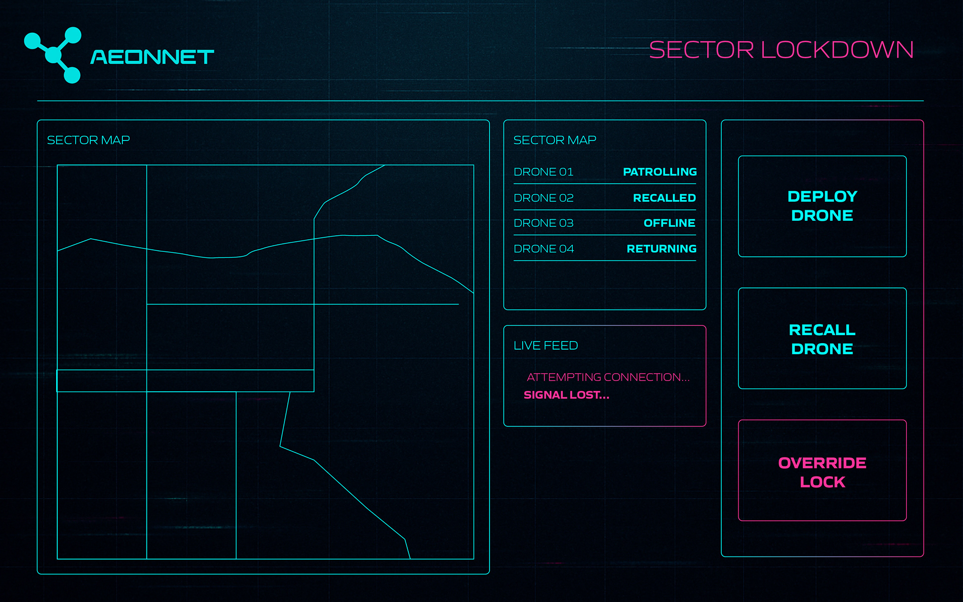 Autonomous drone control and sector lockdown integration ensure no movement escapes surveillance containment.