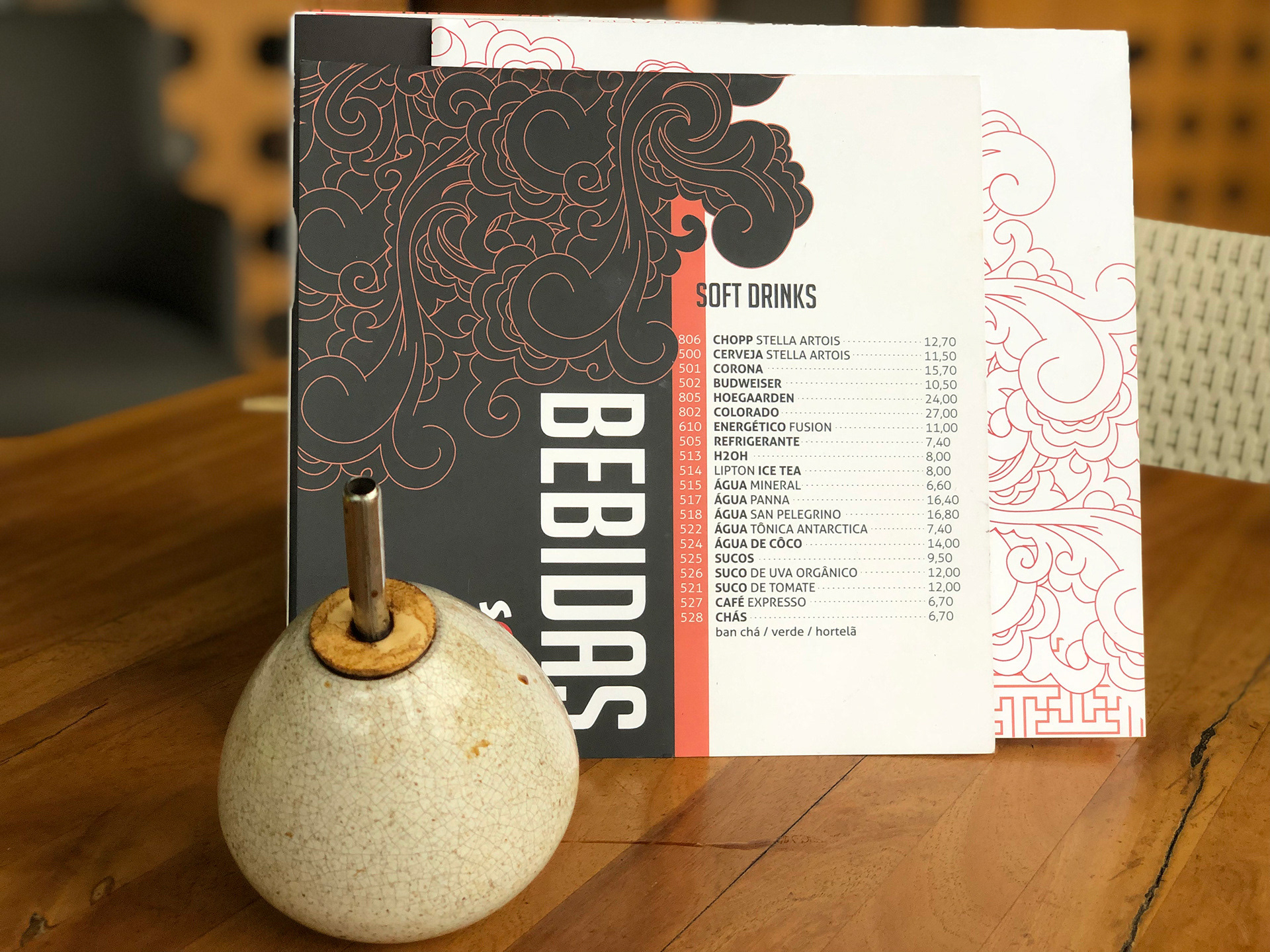 Menu de bebidas