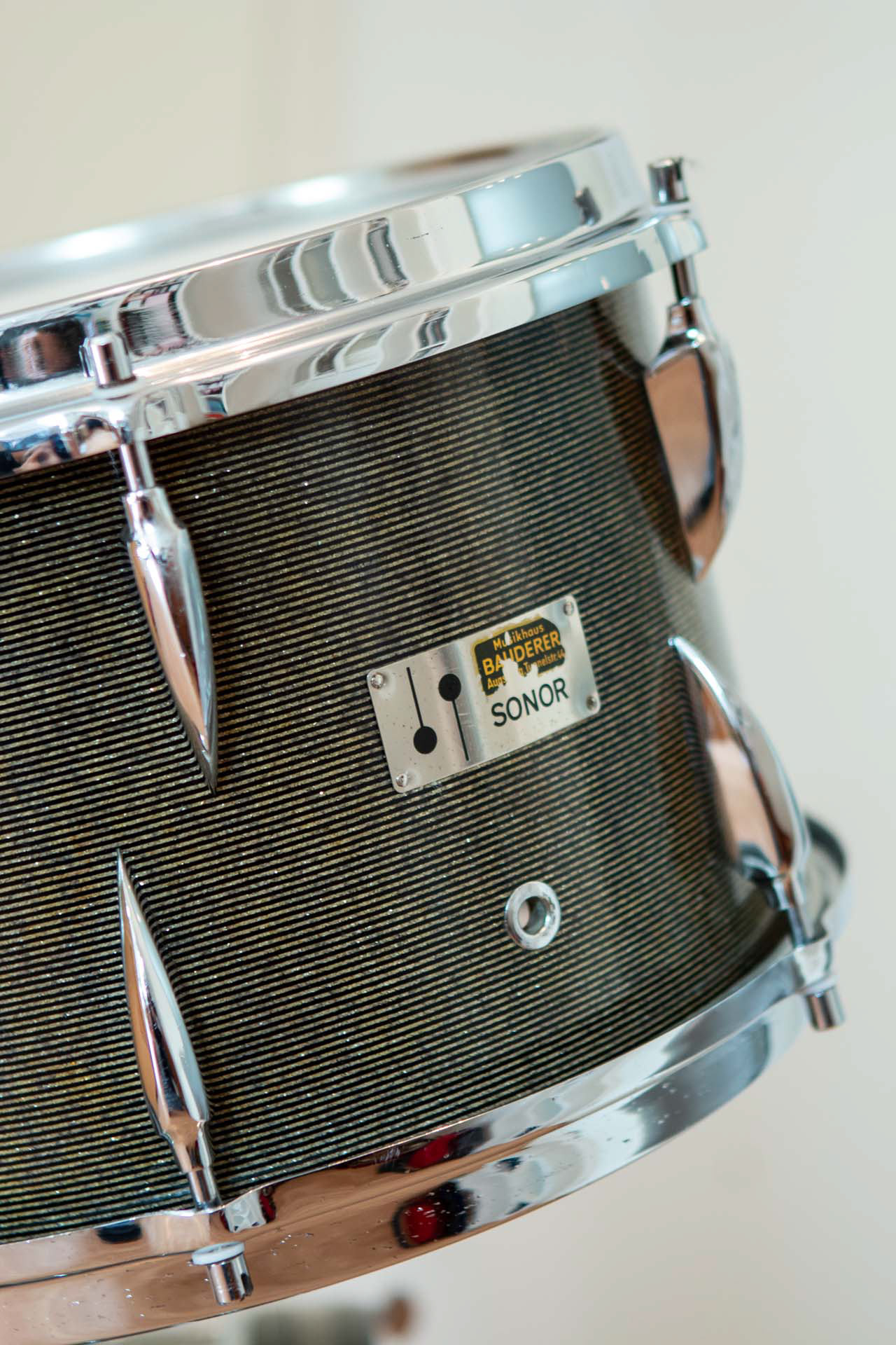 Sonor Teardrop, 1967, in sparkling black-silver striped | Herbert Heim Vintagedrums