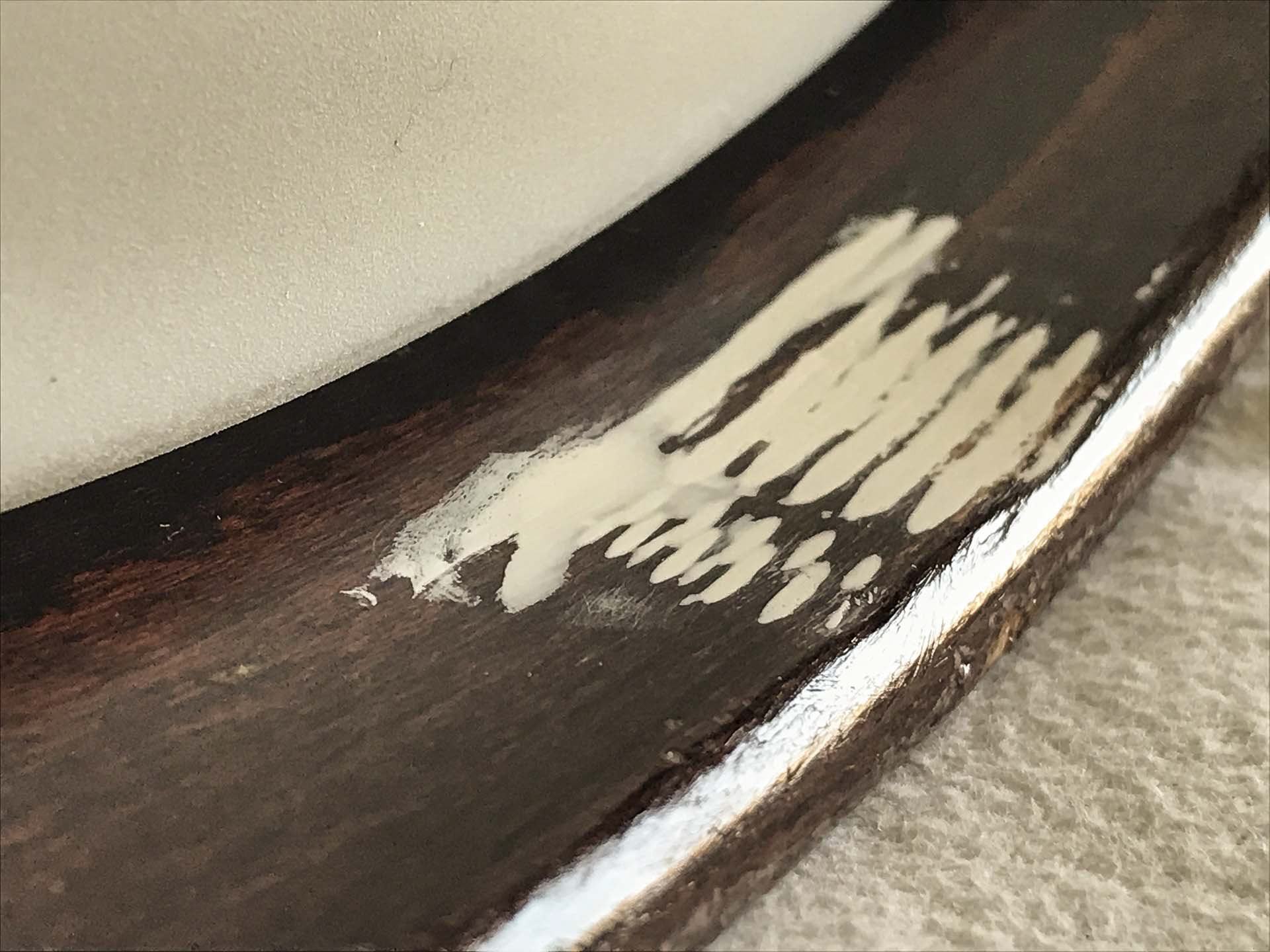 Remodelled the marks of the pedal clamps on the bassdrum hoop with filler and some lacquer | Herbert Heim Vintagedrums