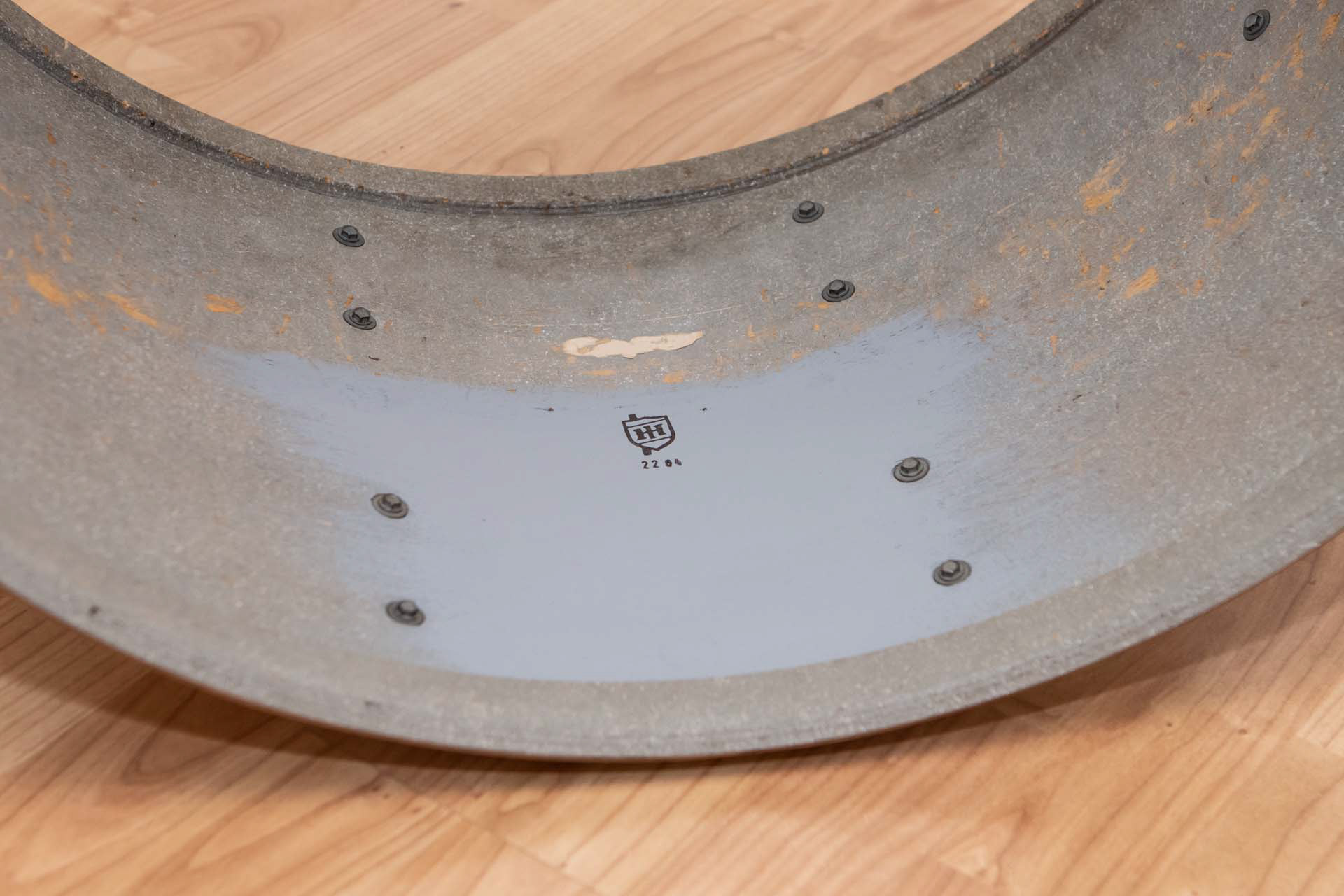 Painted the sanded area on the inside in grey. | Herbert Heim Vintagedrums