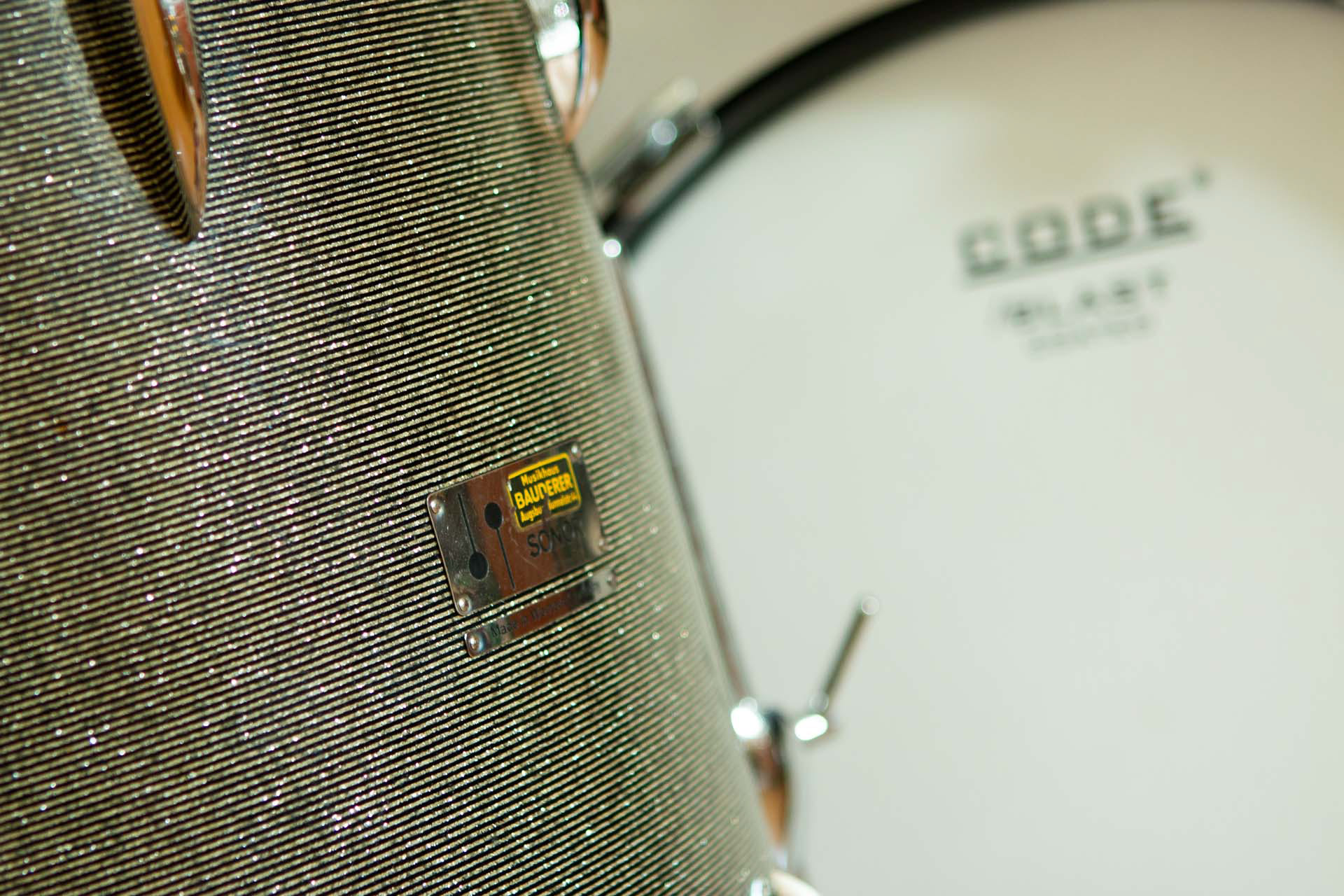 Sonor Teardrop, 1967, in sparkling black-silver striped | Herbert Heim Vintagedrums