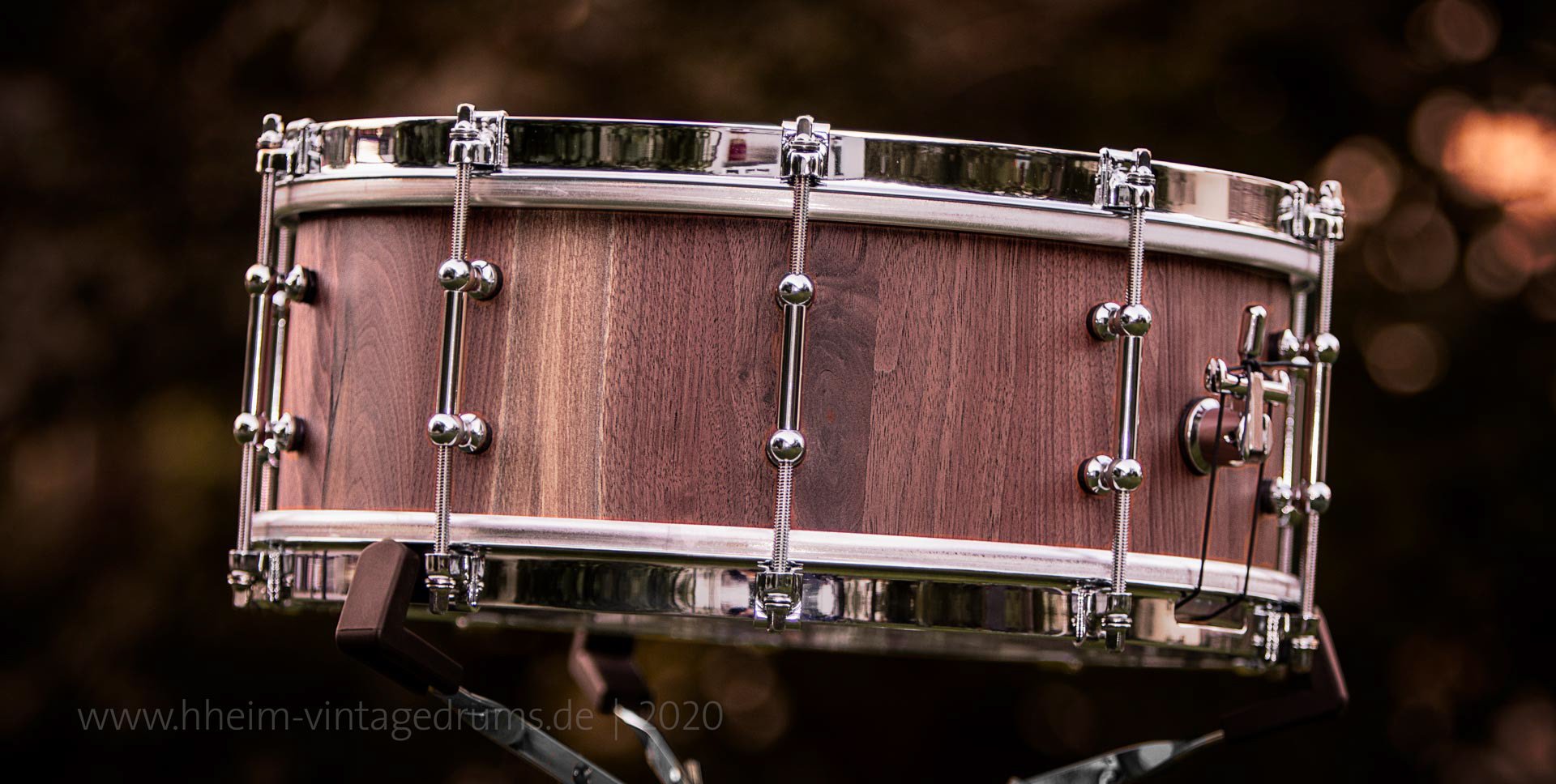 Custom Midmill walnut stave shell snare | Herbert Heim Vintagedrums