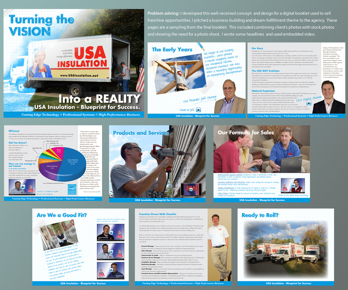 I designed a 16 page online booklet intended to support franchise sales.
