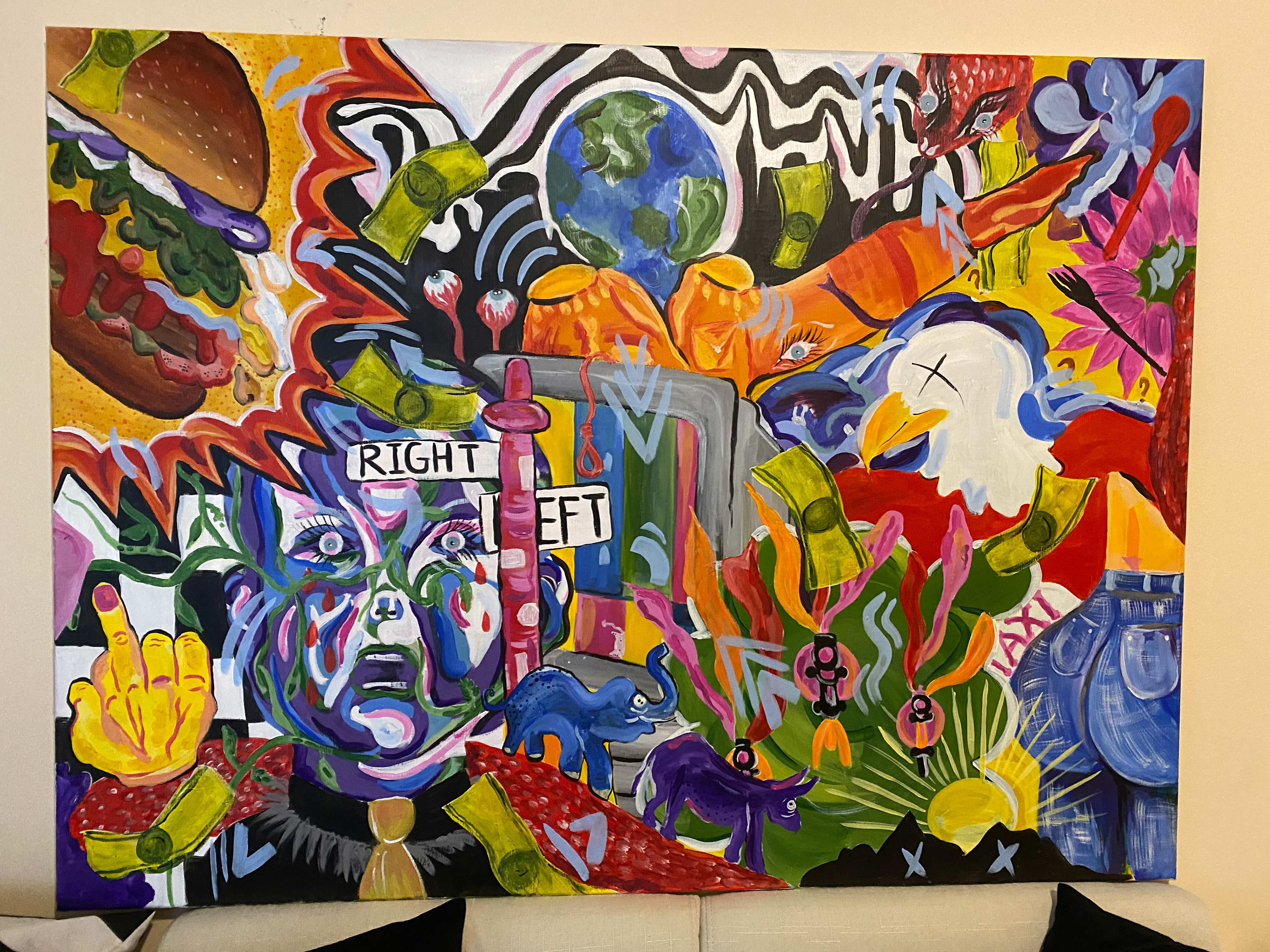 "Corruption," Personal Project, 2020, Acrylic on Stretched Canvas.