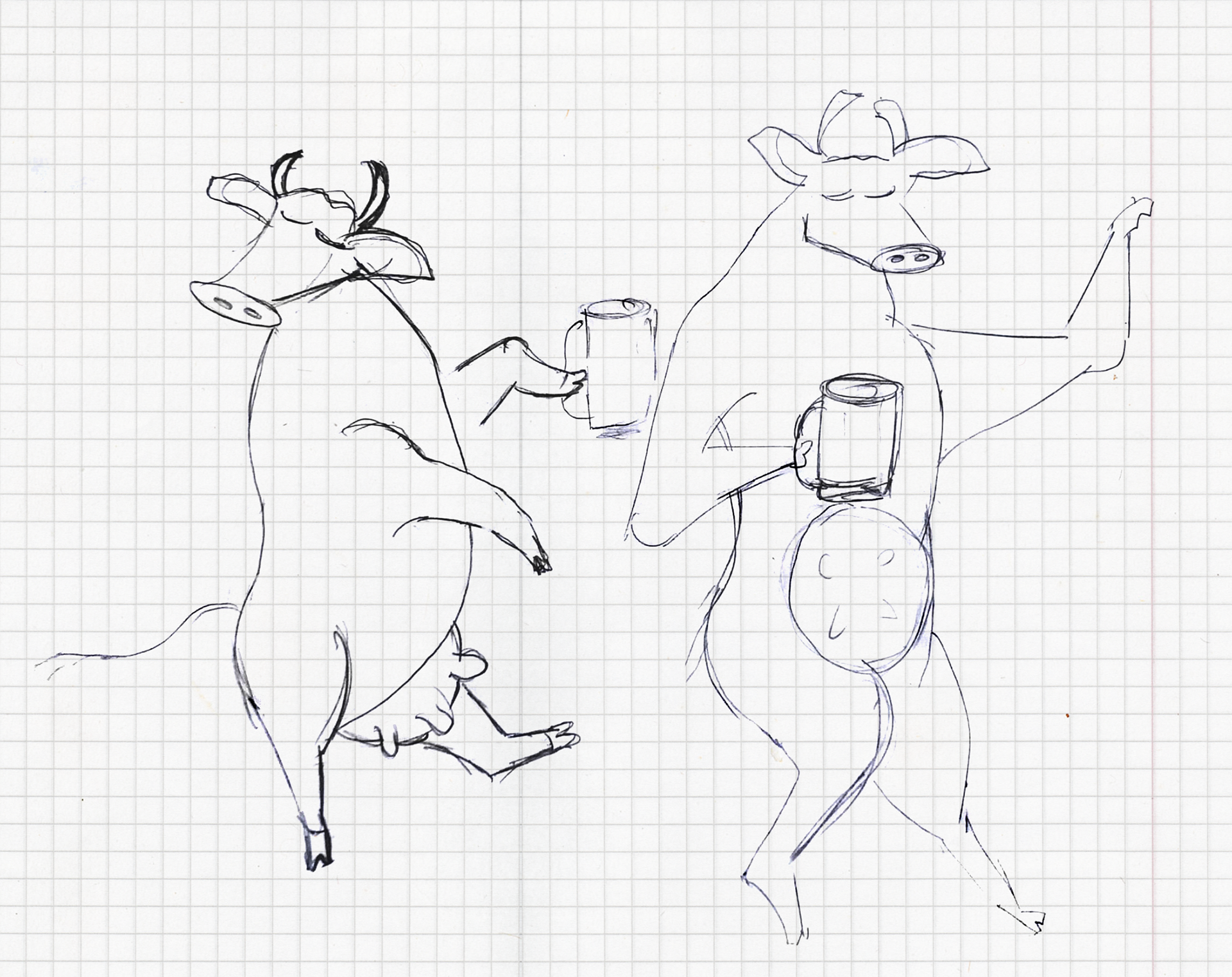 Logotype process - Cow sketches